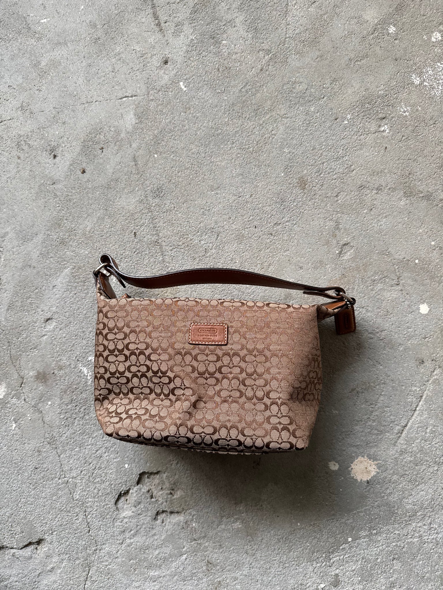 Coach Signature Mini Hobo Shoulder Bag Beige/Brown