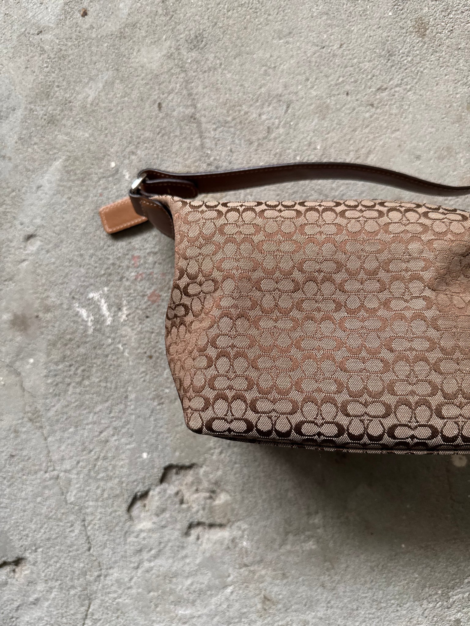 Coach Signature Mini Hobo Shoulder Bag Beige/Brown