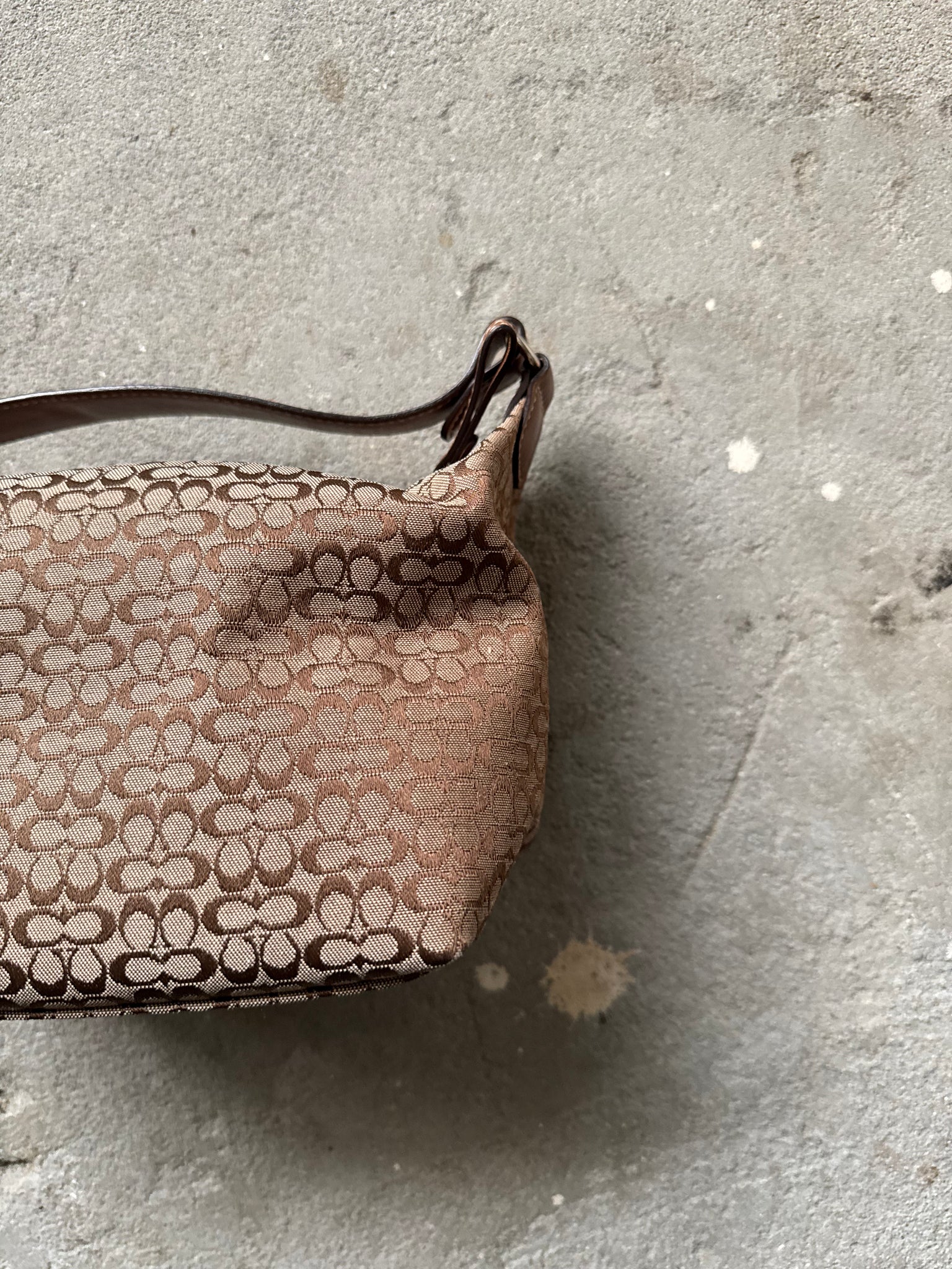 Coach Signature Mini Hobo Shoulder Bag Beige/Brown