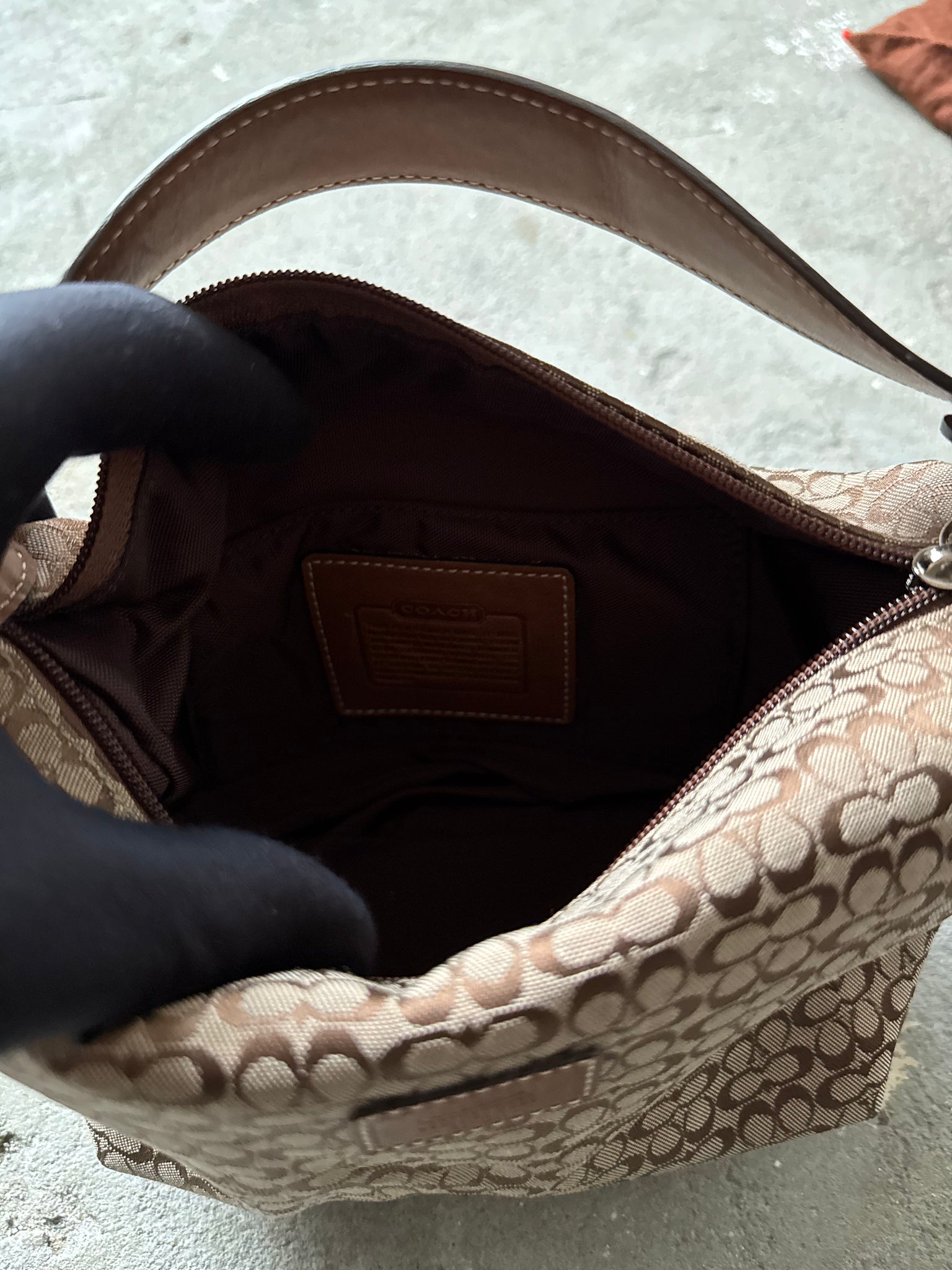 Coach Signature Mini Hobo Shoulder Bag Beige/Brown