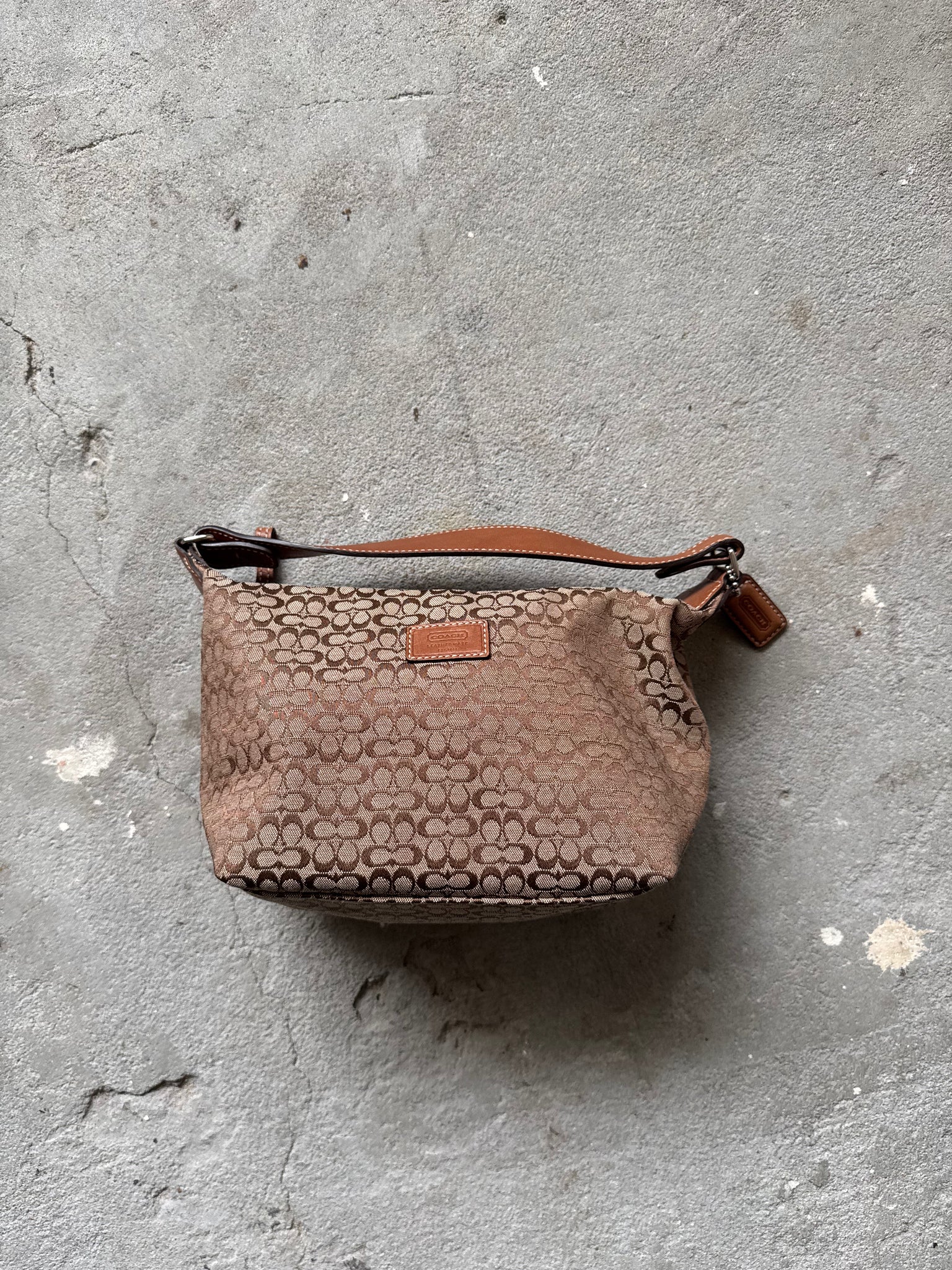 Coach Signature Mini Hobo Shoulder Bag Beige/Brown
