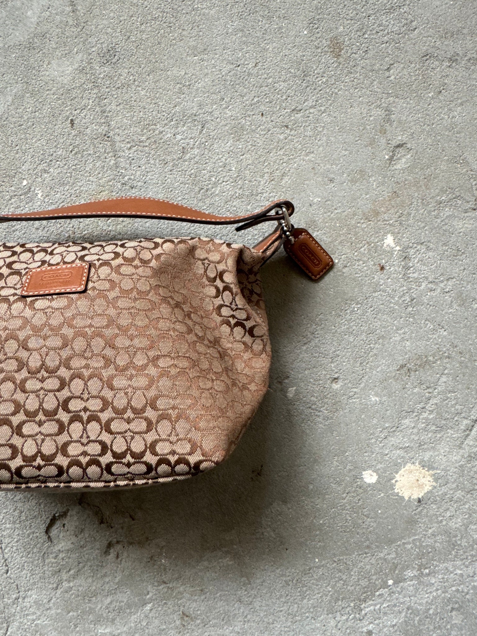 Coach Signature Mini Hobo Shoulder Bag Beige/Brown