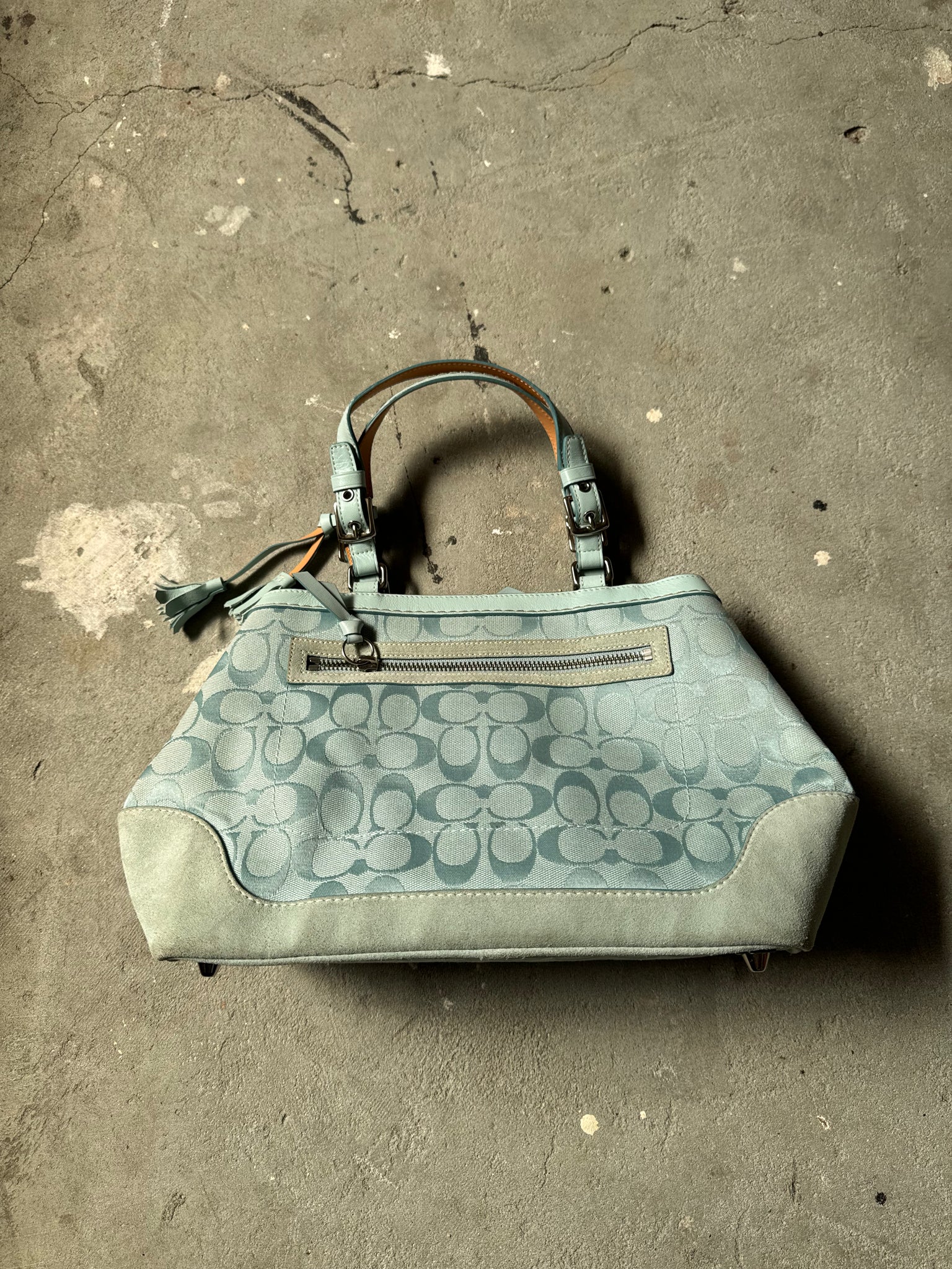 Coach Signature Hamptons Handbag Aqua
