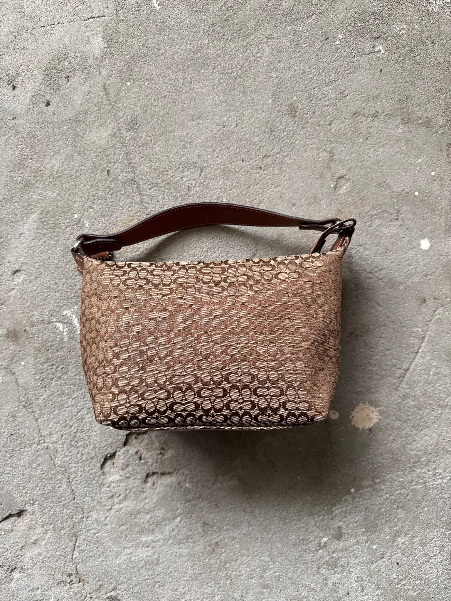 Coach Signature Mini Hobo Shoulder Bag Beige/Brown