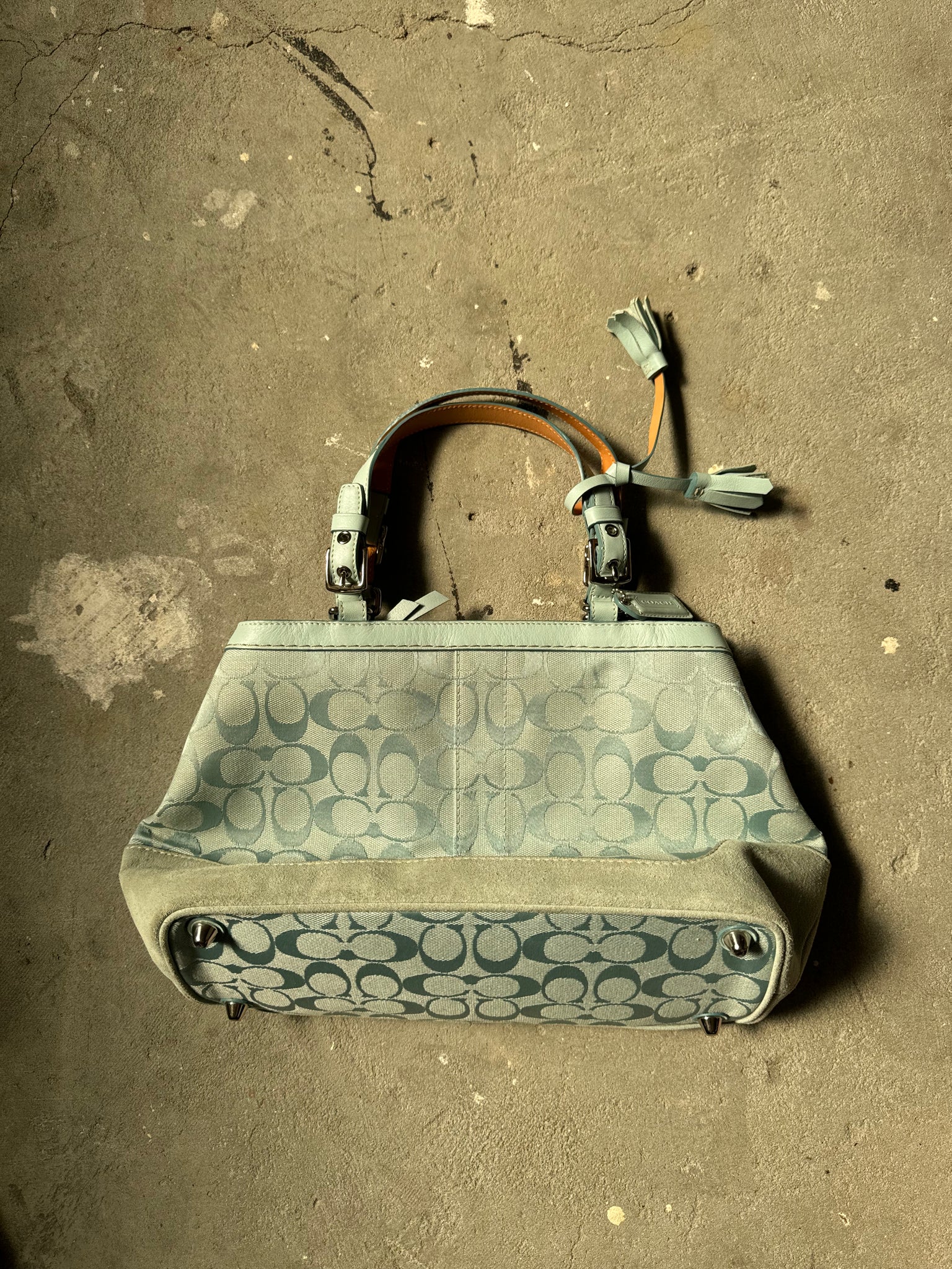 Coach Signature Hamptons Handbag Aqua