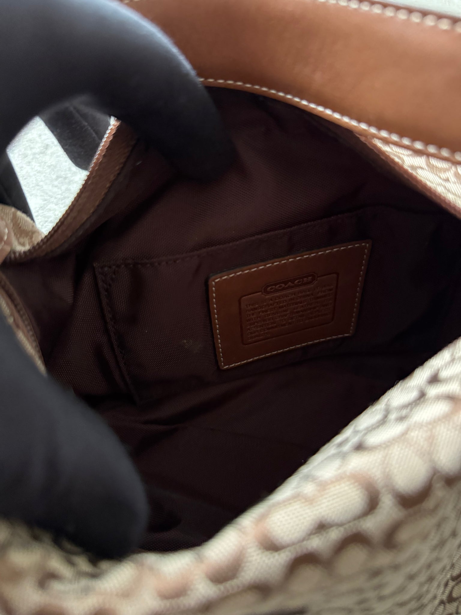 Coach Signature Mini Hobo Shoulder Bag Beige/Brown