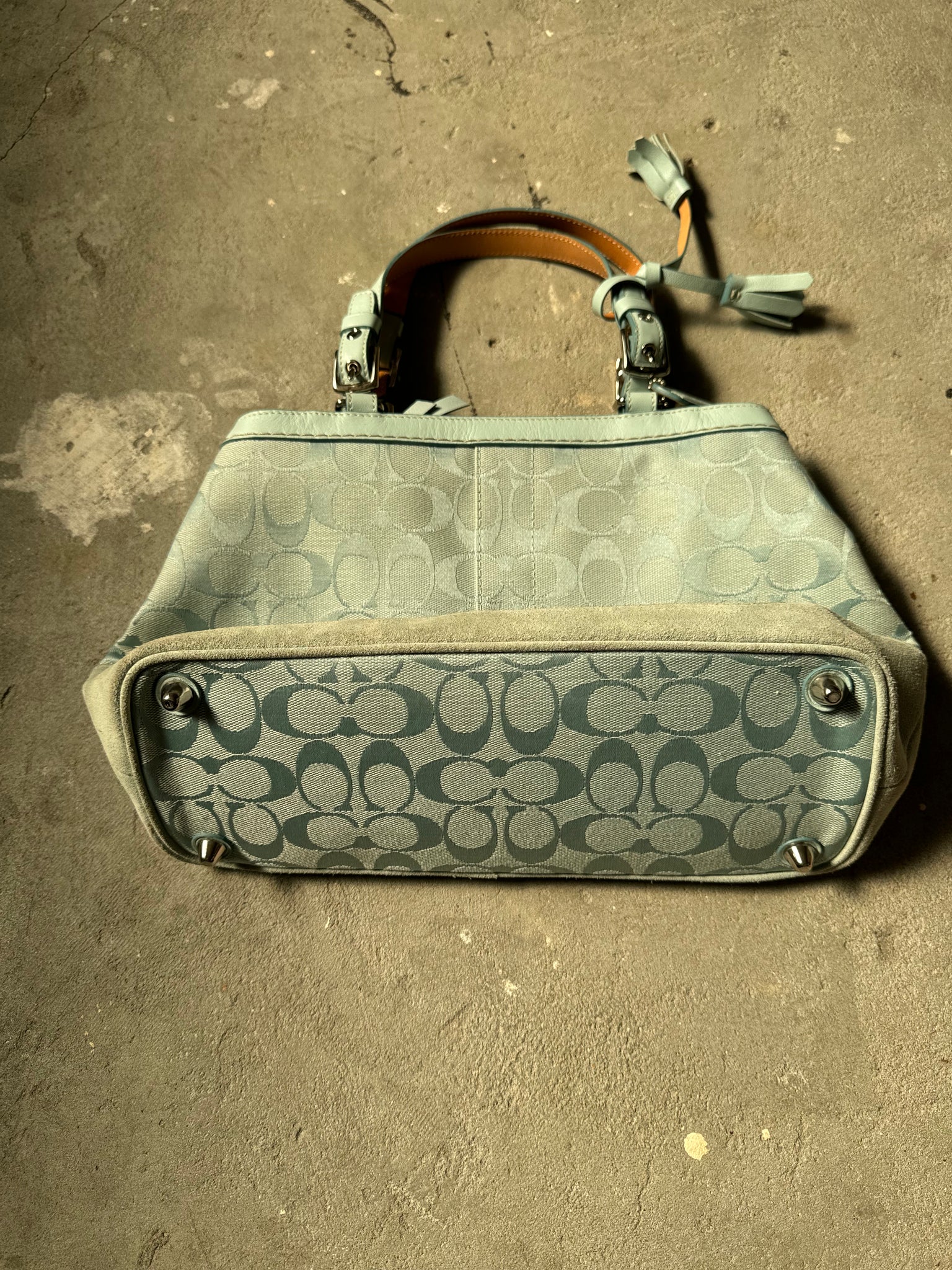 Coach Signature Hamptons Handbag Aqua