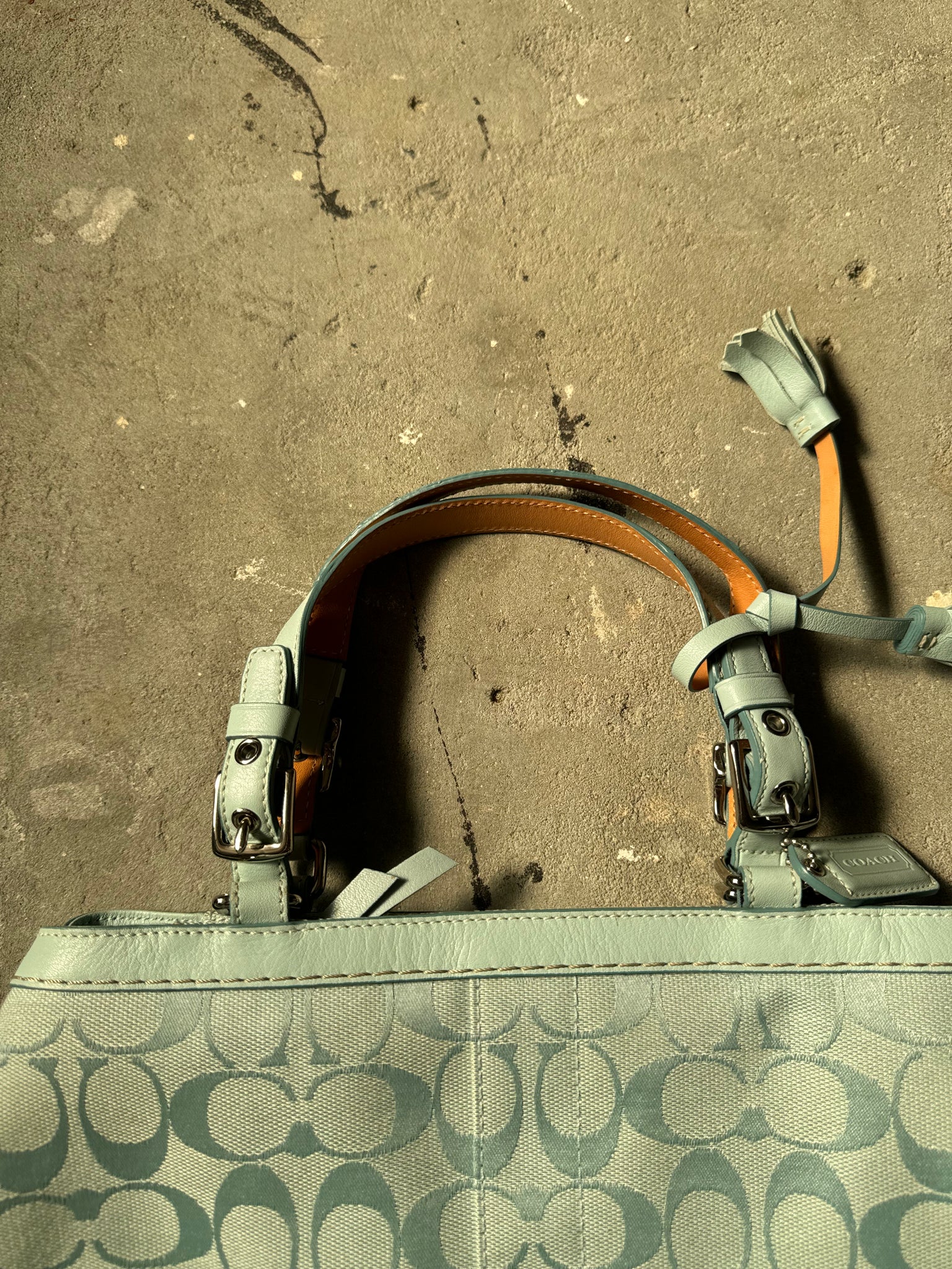 Coach Signature Hamptons Handbag Aqua