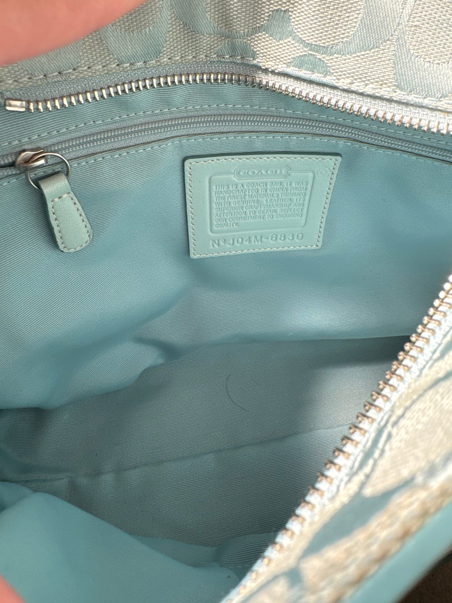 Coach Signature Hamptons Handbag Aqua