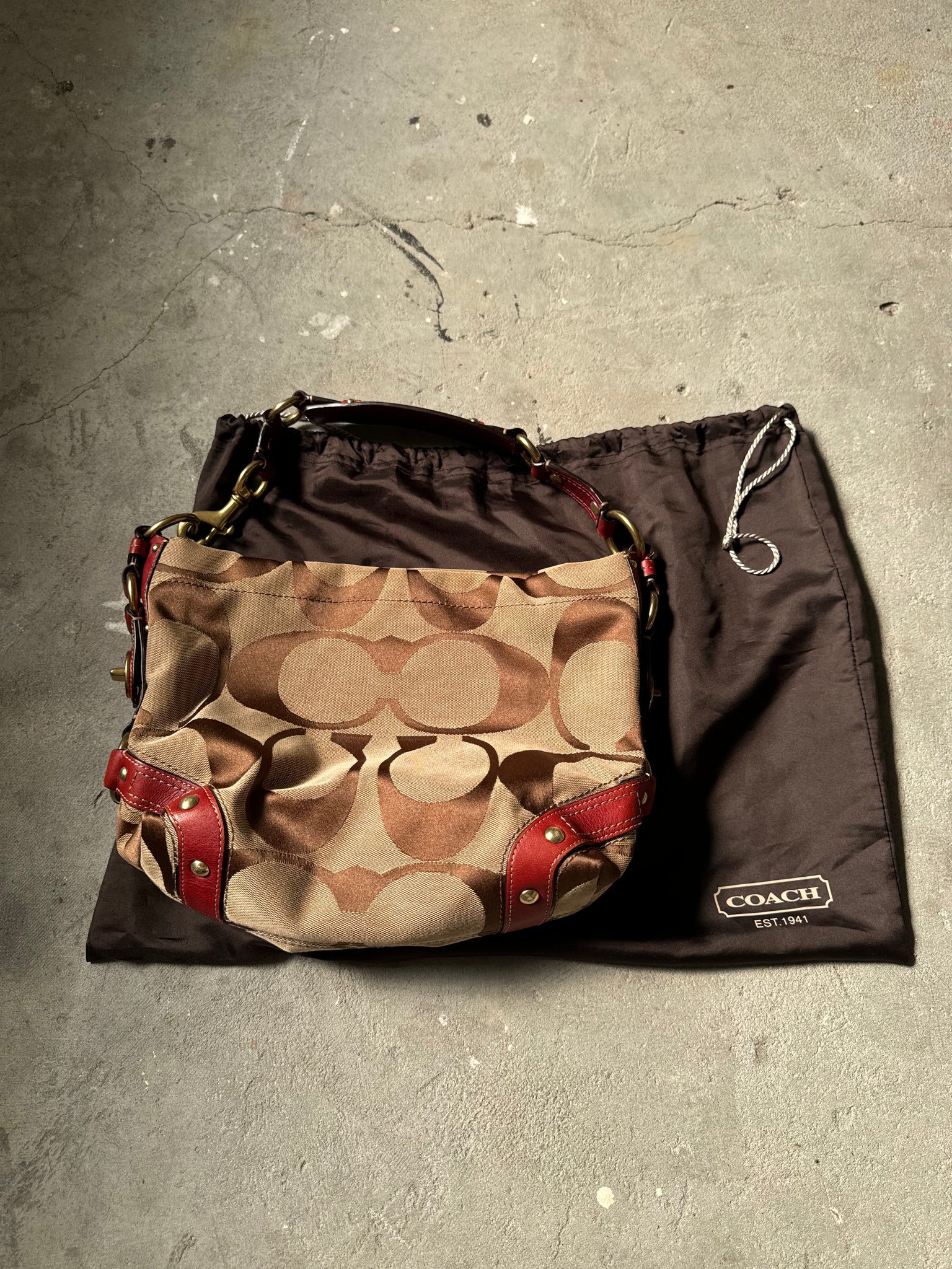 Coach Signature Carly ShoulderBag Beige/Red