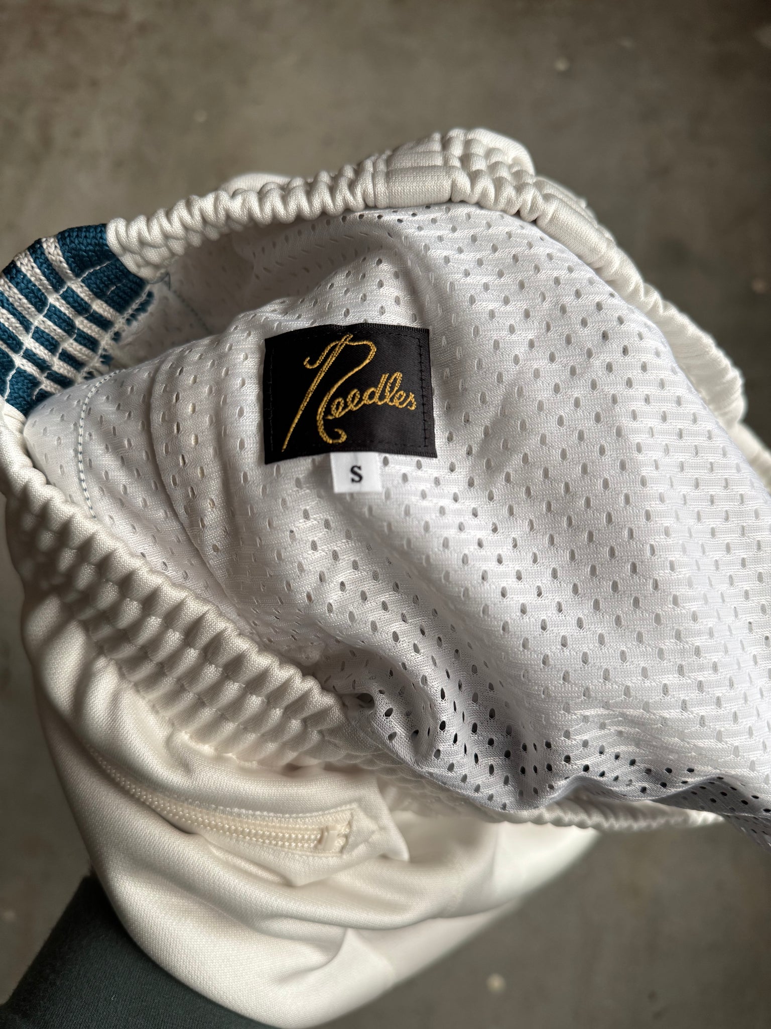 Needles HD Track Pants Poly Smooth White/Navy