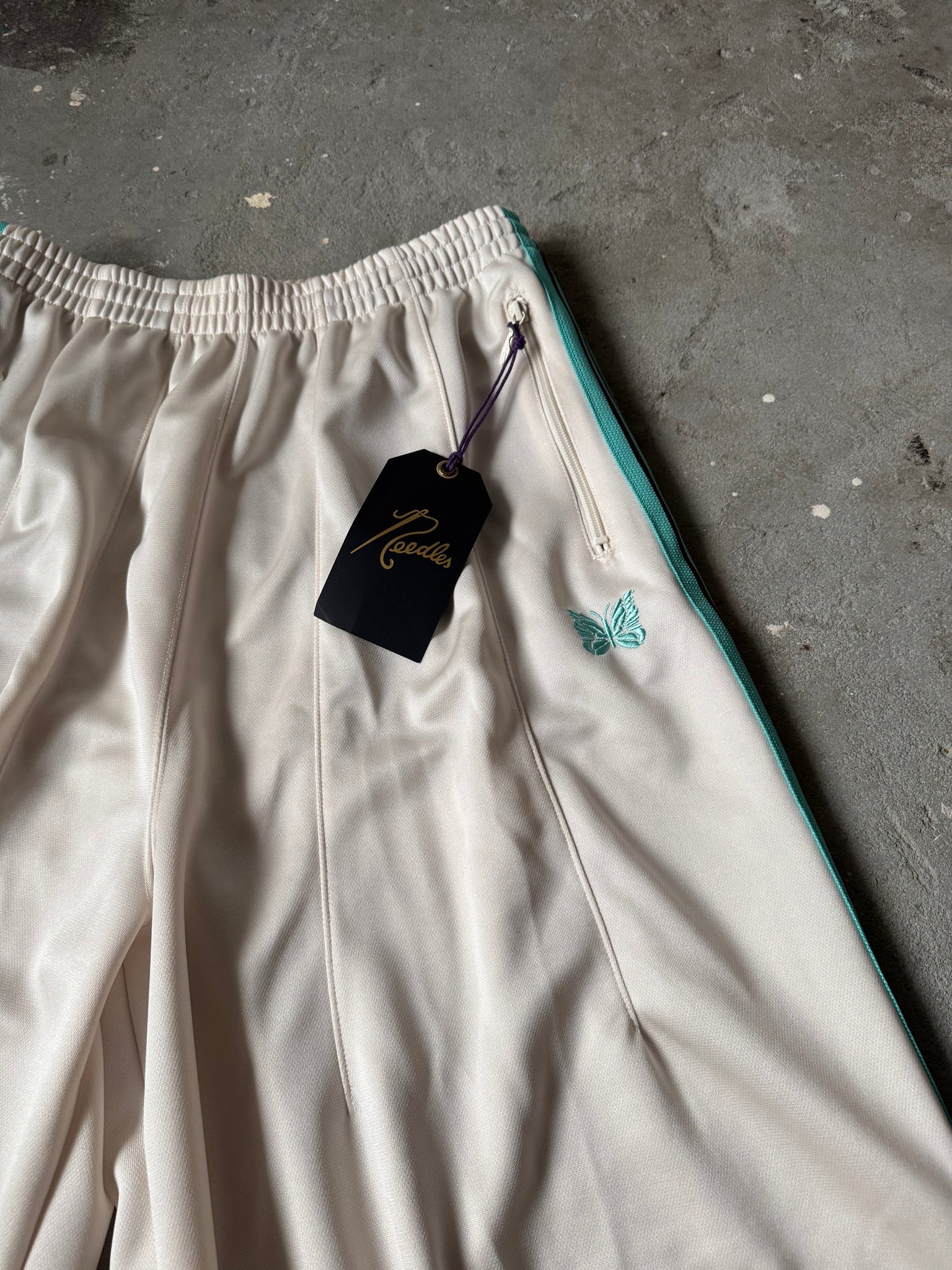 Needles HD Track Pants Poly Smooth Cream/Tiffany