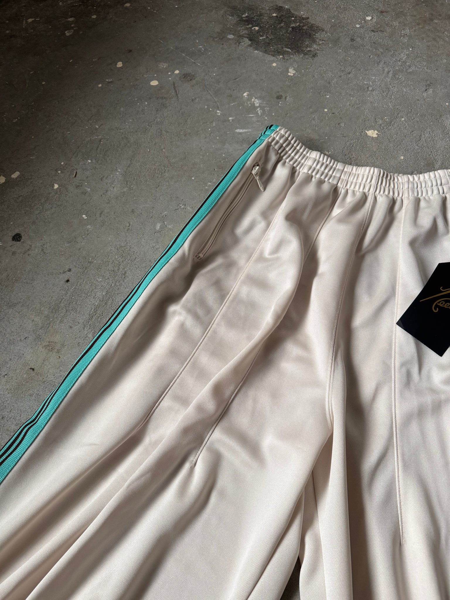 Needles HD Track Pants Poly Smooth Cream/Tiffany