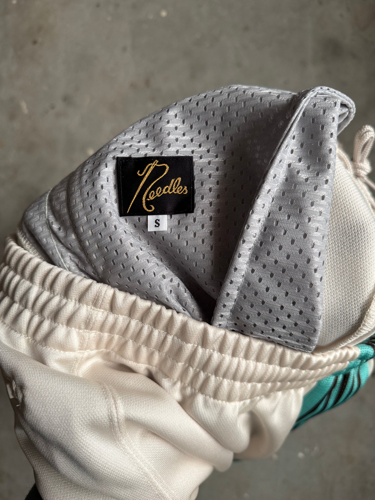 Needles HD Track Pants Poly Smooth Cream/Tiffany