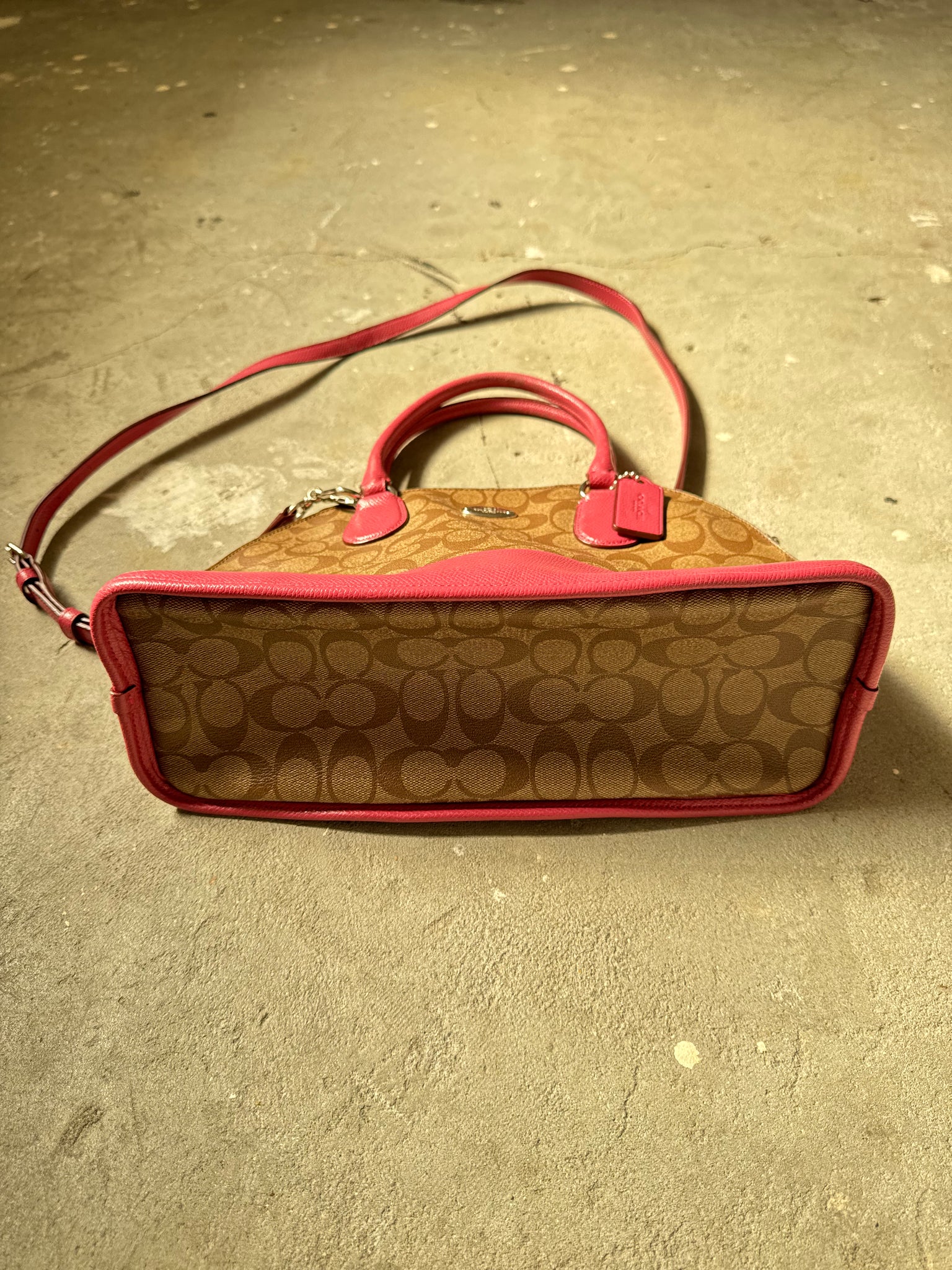 Coach 2Way Sierra Leather Handbag Beige/Pink