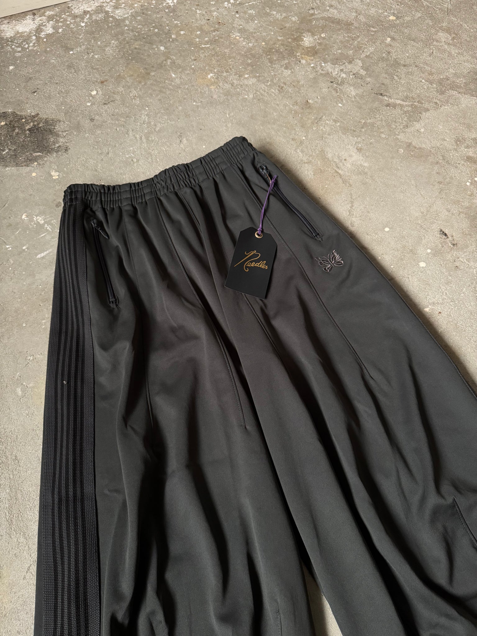 Needles HD Track Pants Poly Smooth Grey/Black