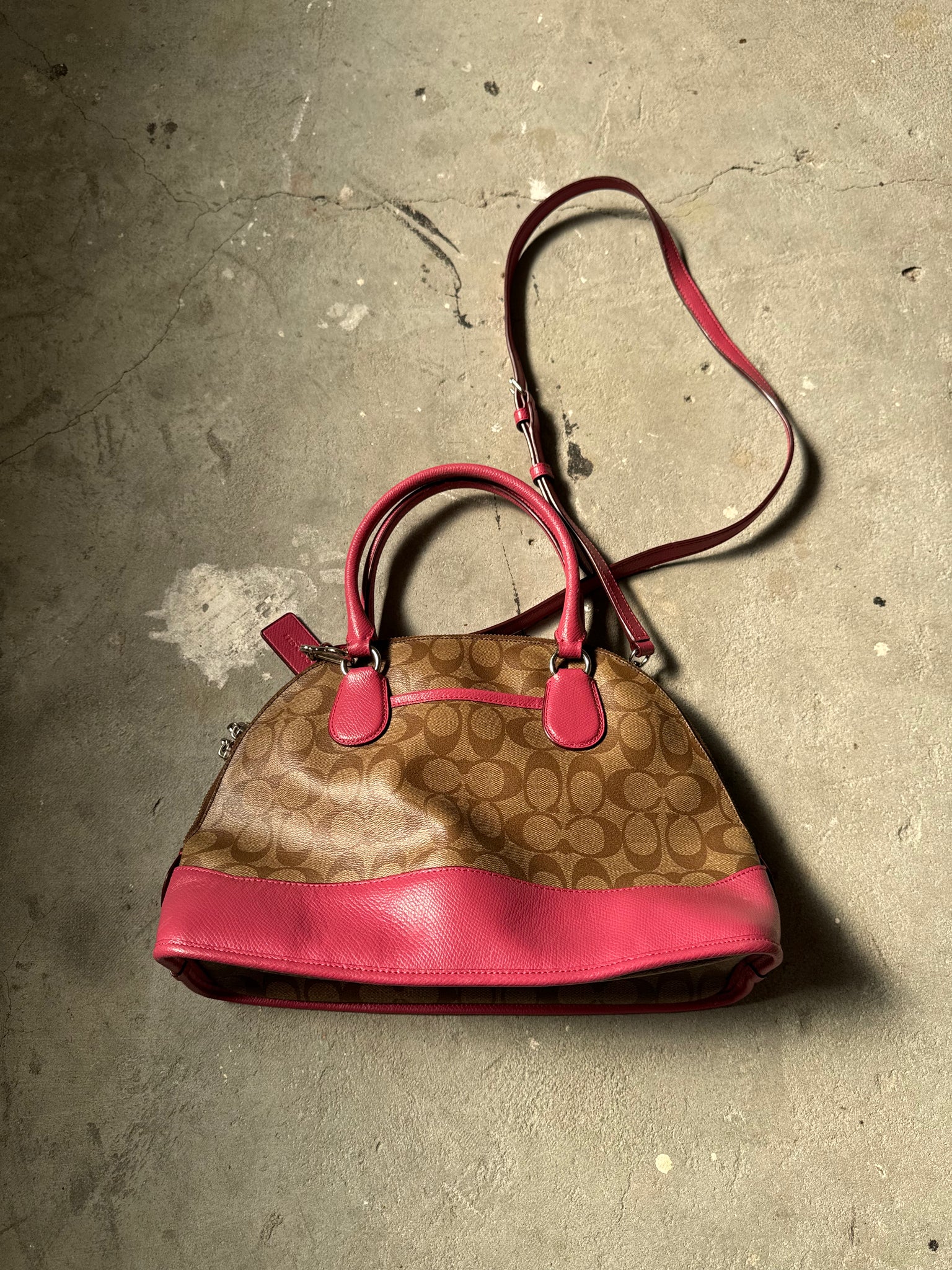 Coach 2Way Sierra Leather Handbag Beige/Pink