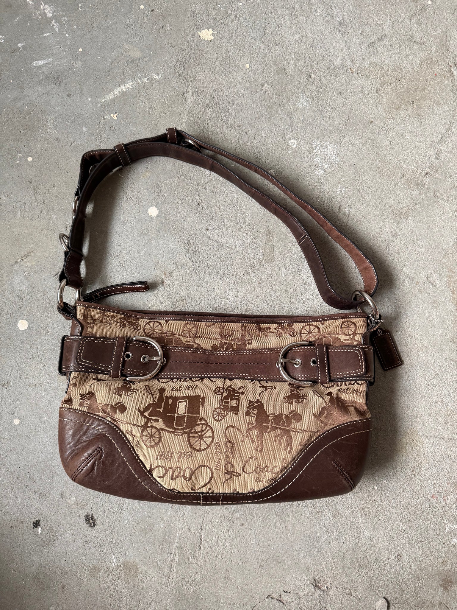 Coach 2Way Horse Carriage Sufflette Shoulder Bag Brown