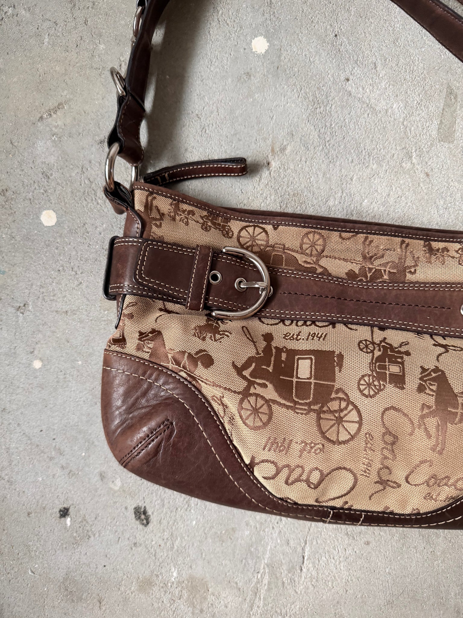 Coach 2Way Horse Carriage Sufflette Shoulder Bag Brown