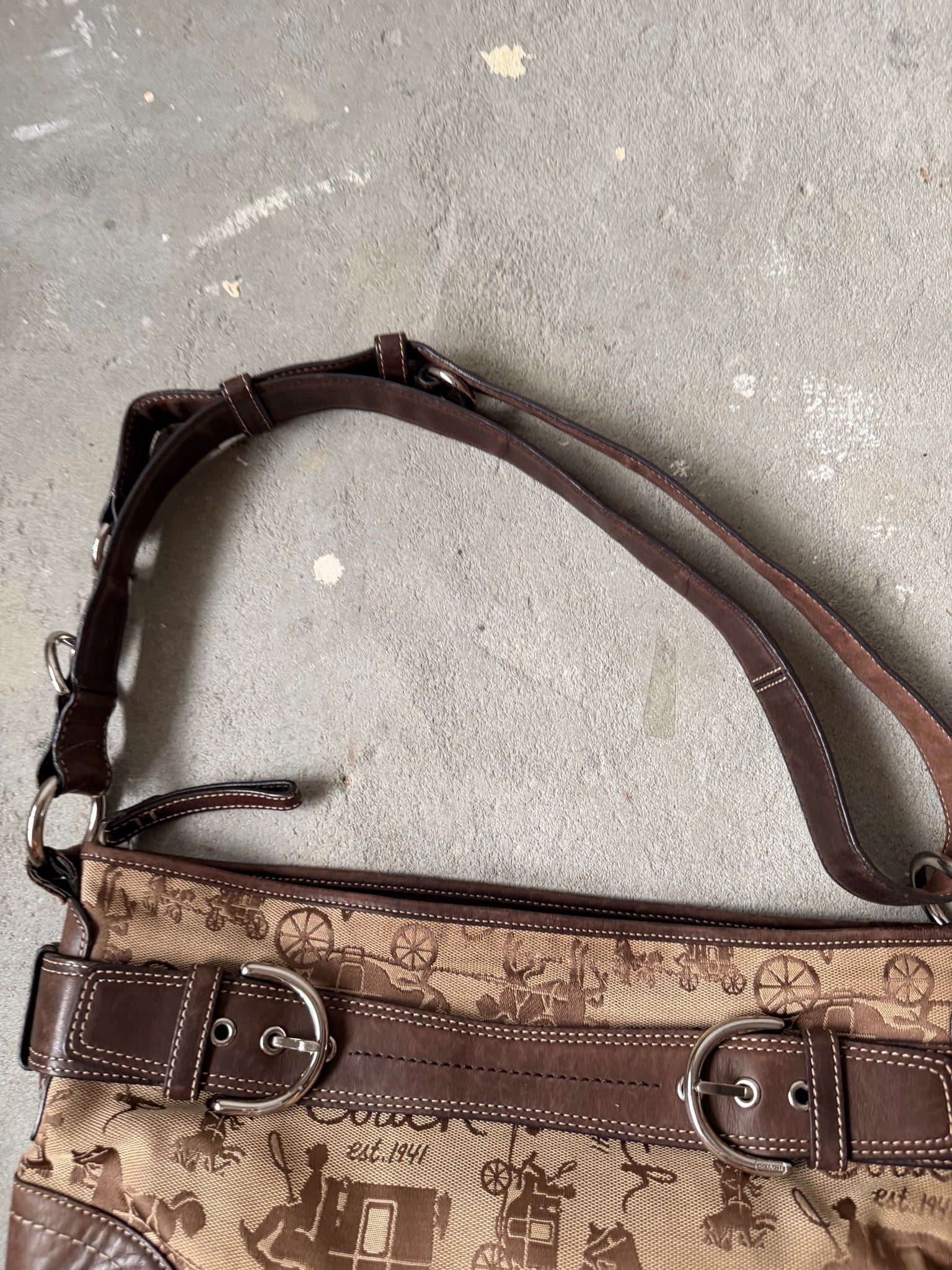 Coach 2Way Horse Carriage Sufflette Shoulder Bag Brown