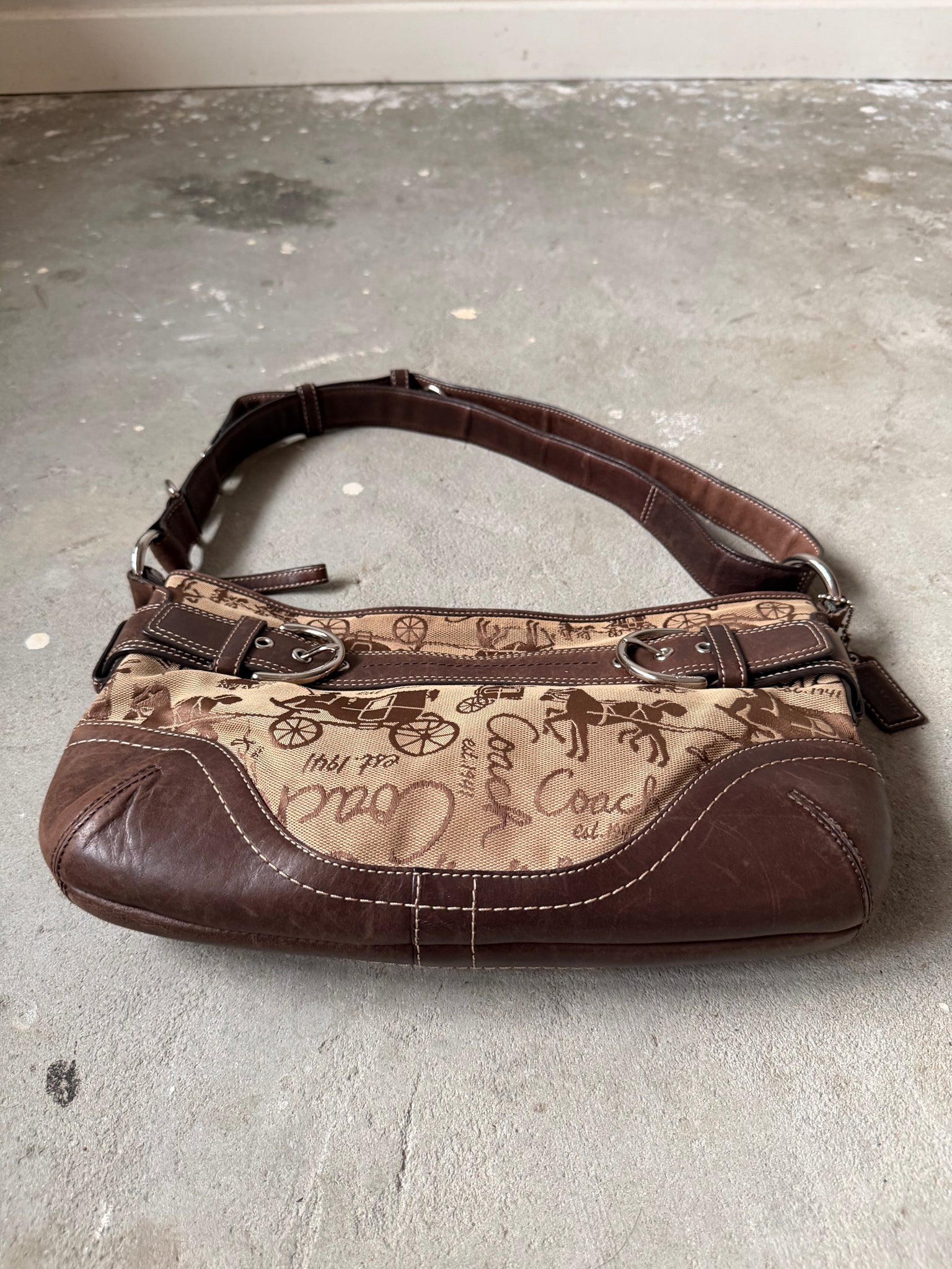 Coach 2Way Horse Carriage Sufflette Shoulder Bag Brown