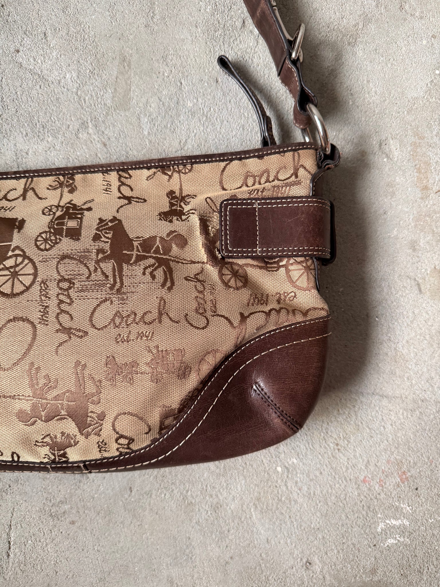 Coach 2Way Horse Carriage Sufflette Shoulder Bag Brown