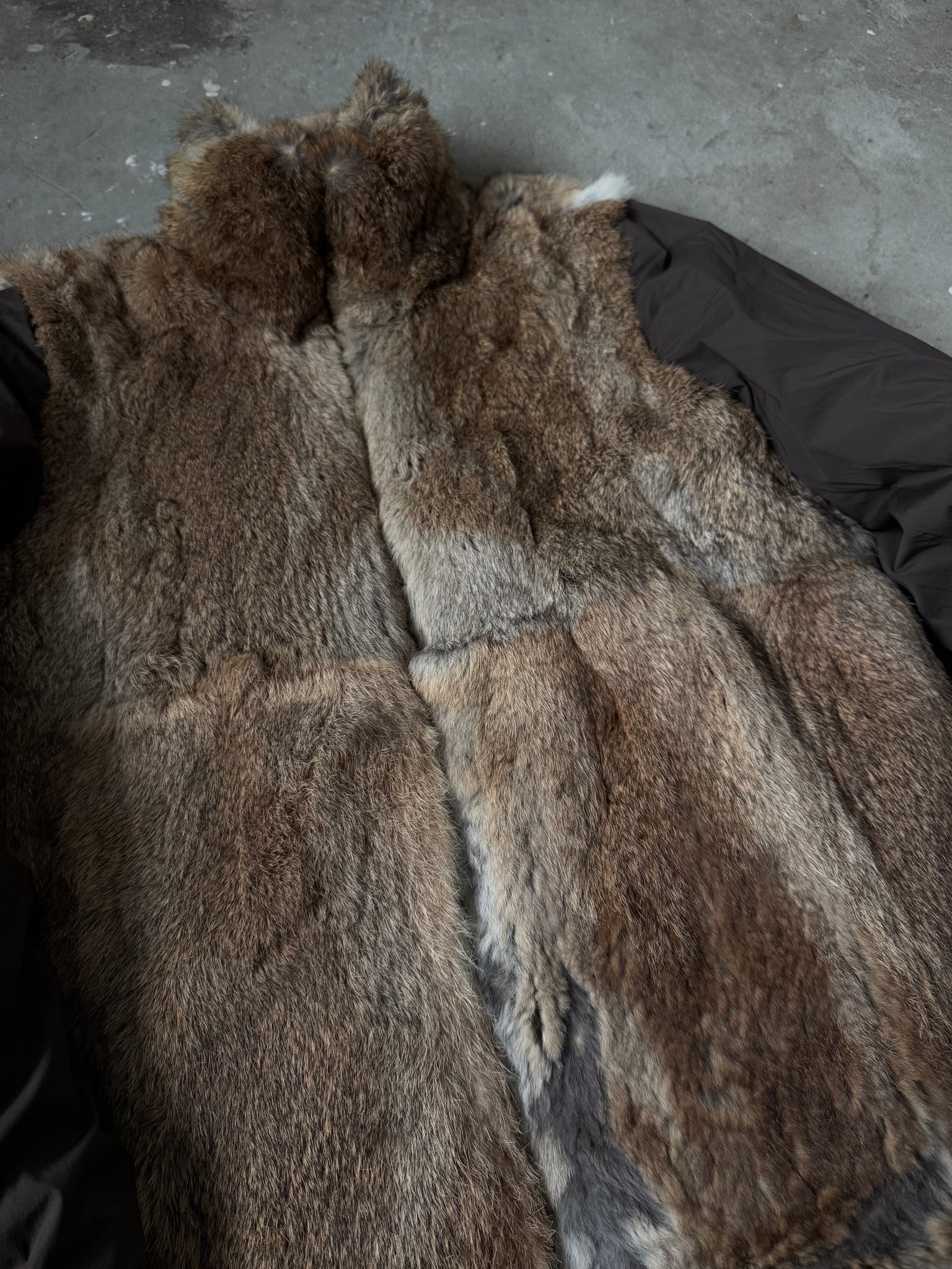 Moncler Down Reversible Rabbit Fur Jacket Brown