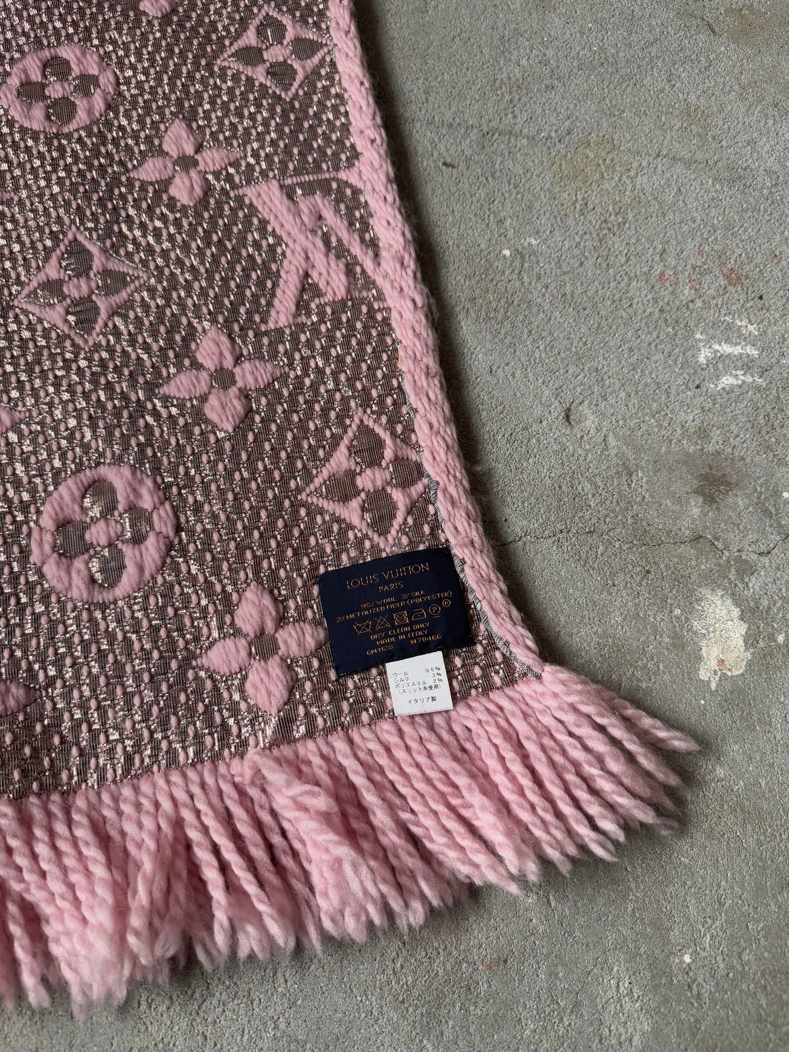 Louis Vuitton Monogram Echarpe Wool Scarf Pink