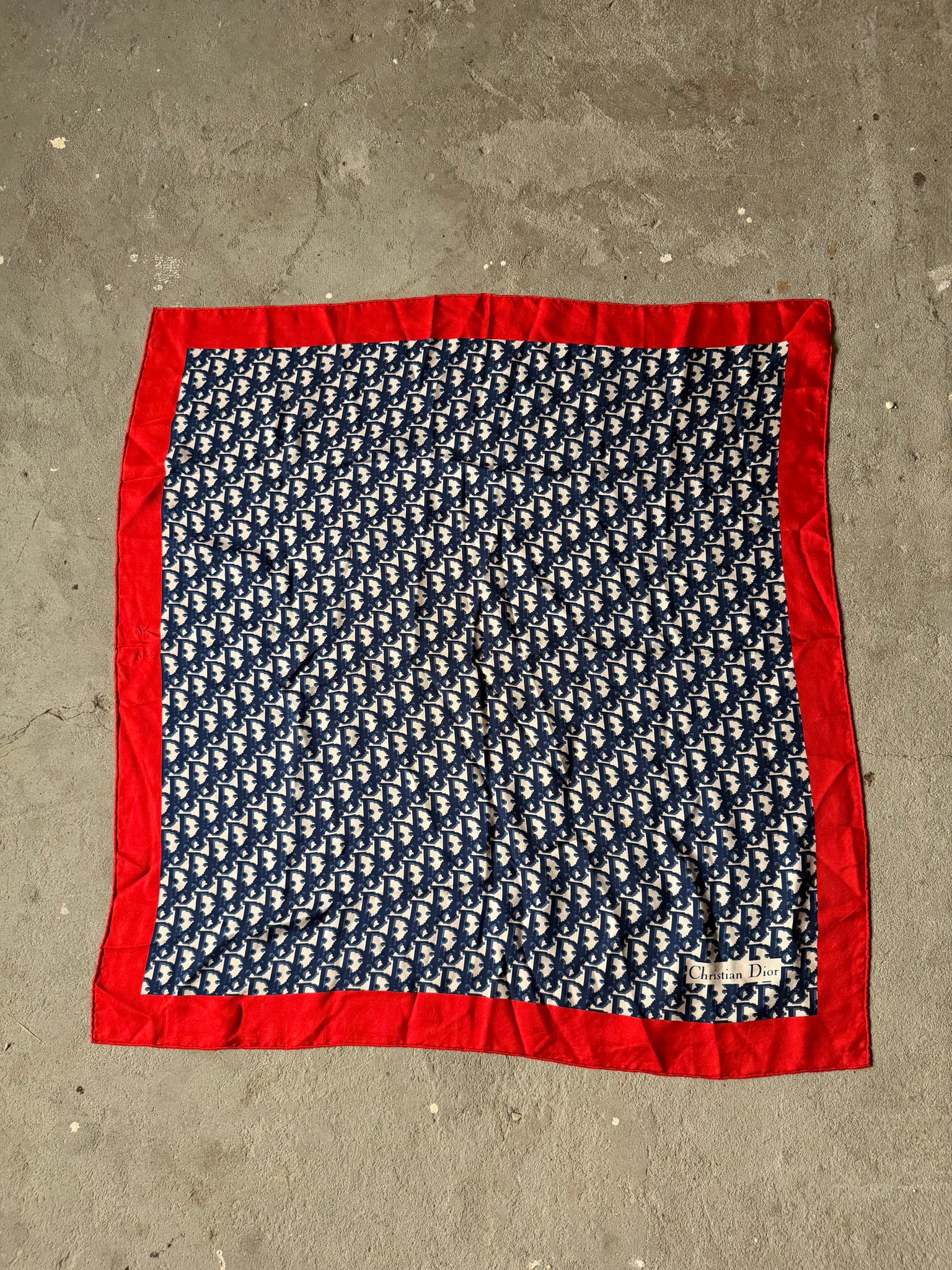 Dior Monogram Silk Scarf Navy/Red
