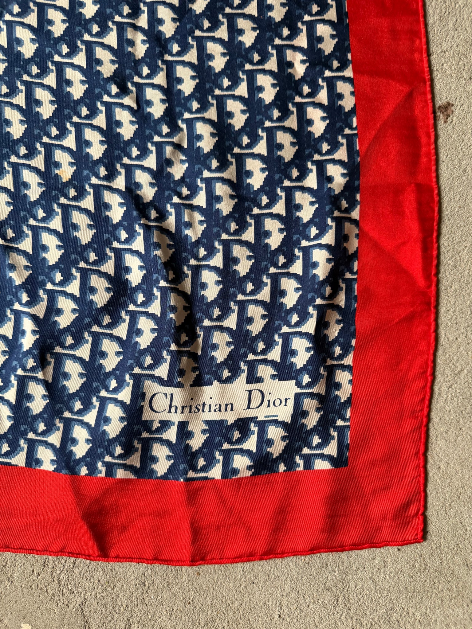 Dior Monogram Silk Scarf Navy/Red