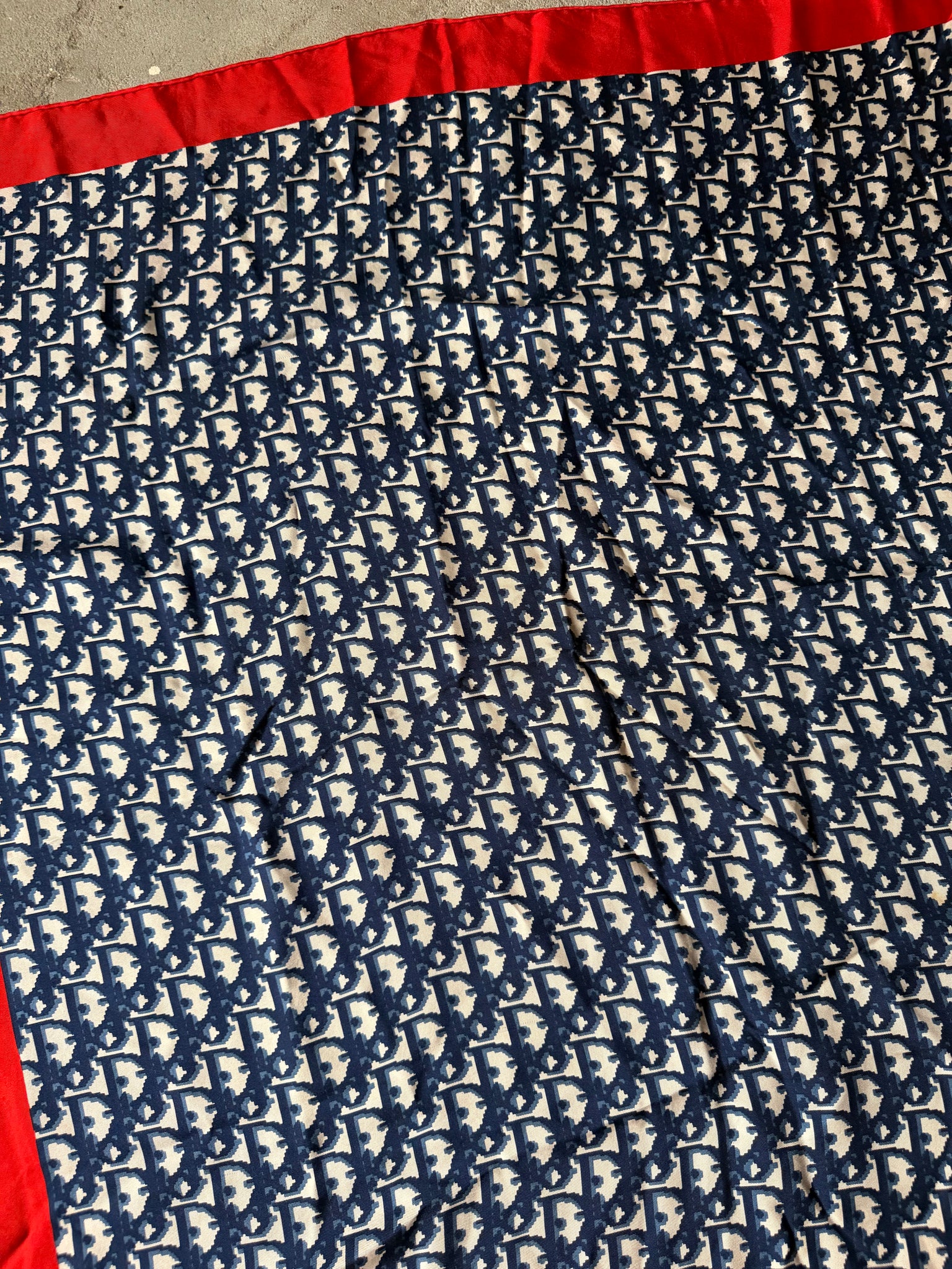 Dior Monogram Silk Scarf Navy/Red