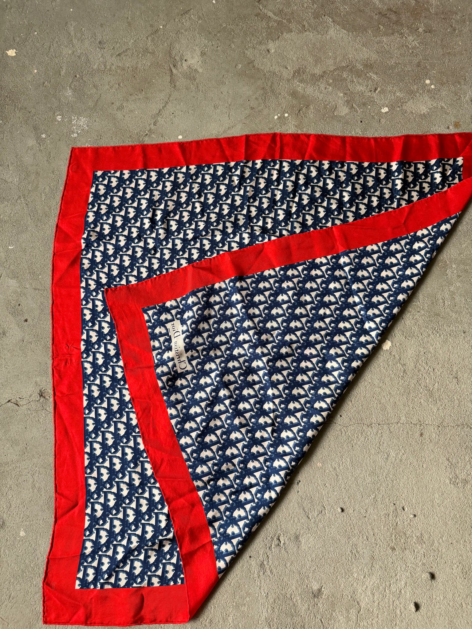 Dior Monogram Silk Scarf Navy/Red