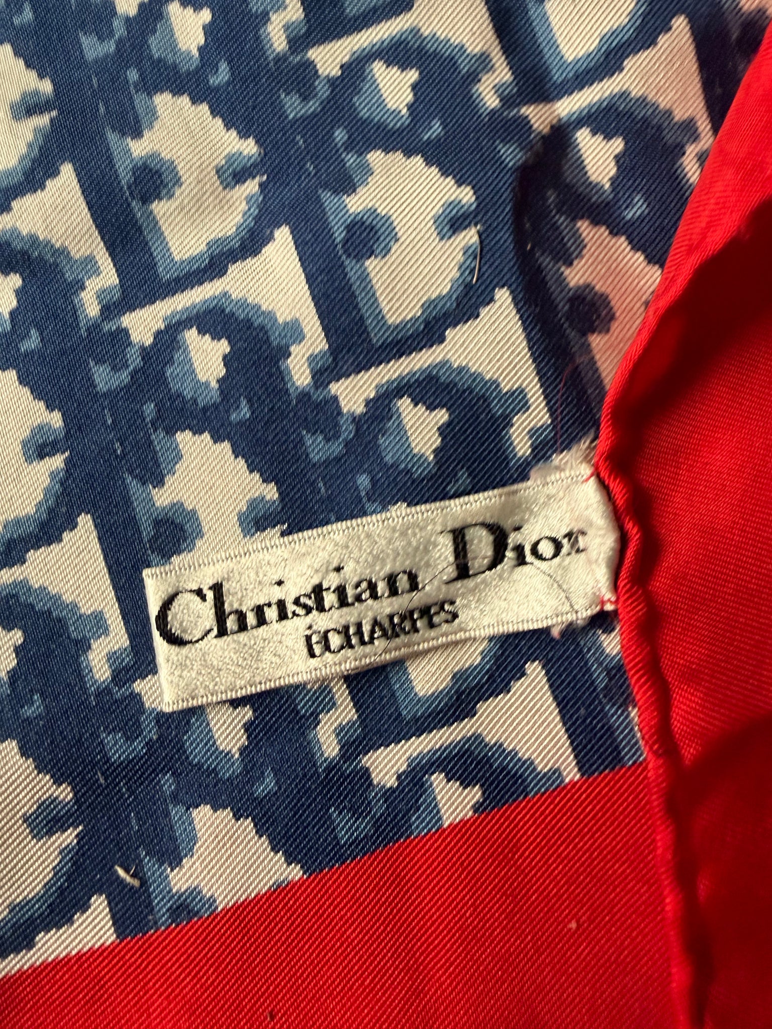 Dior Monogram Silk Scarf Navy/Red