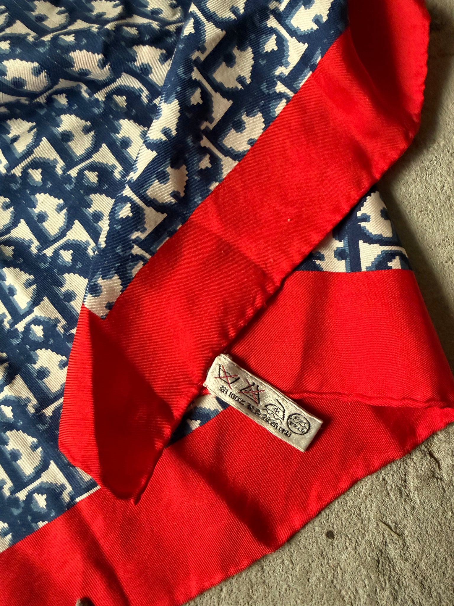 Dior Monogram Silk Scarf Navy/Red
