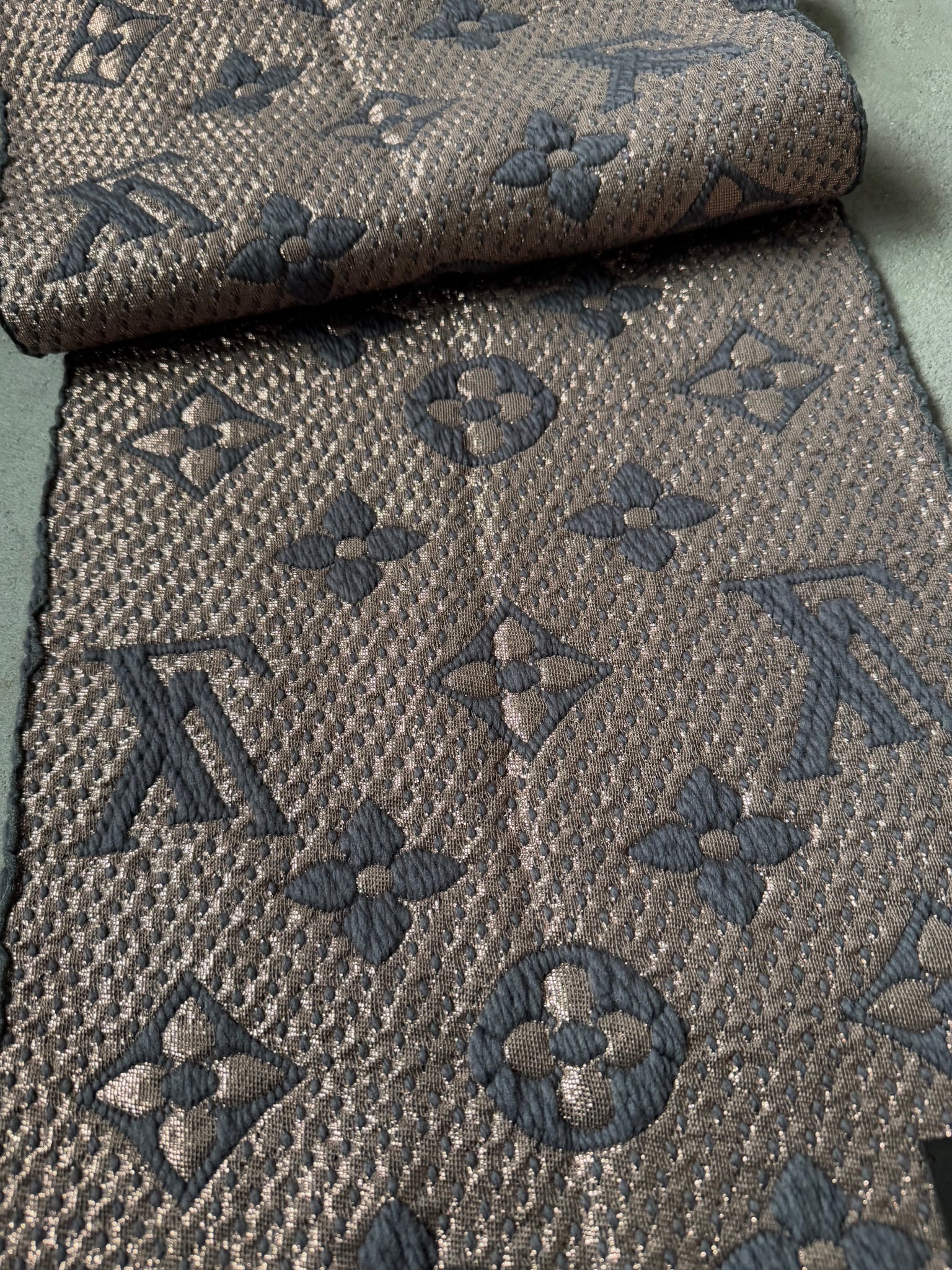 Louis Vuitton Monogram Echarpe Wool Scarf Grey/Rose Gold