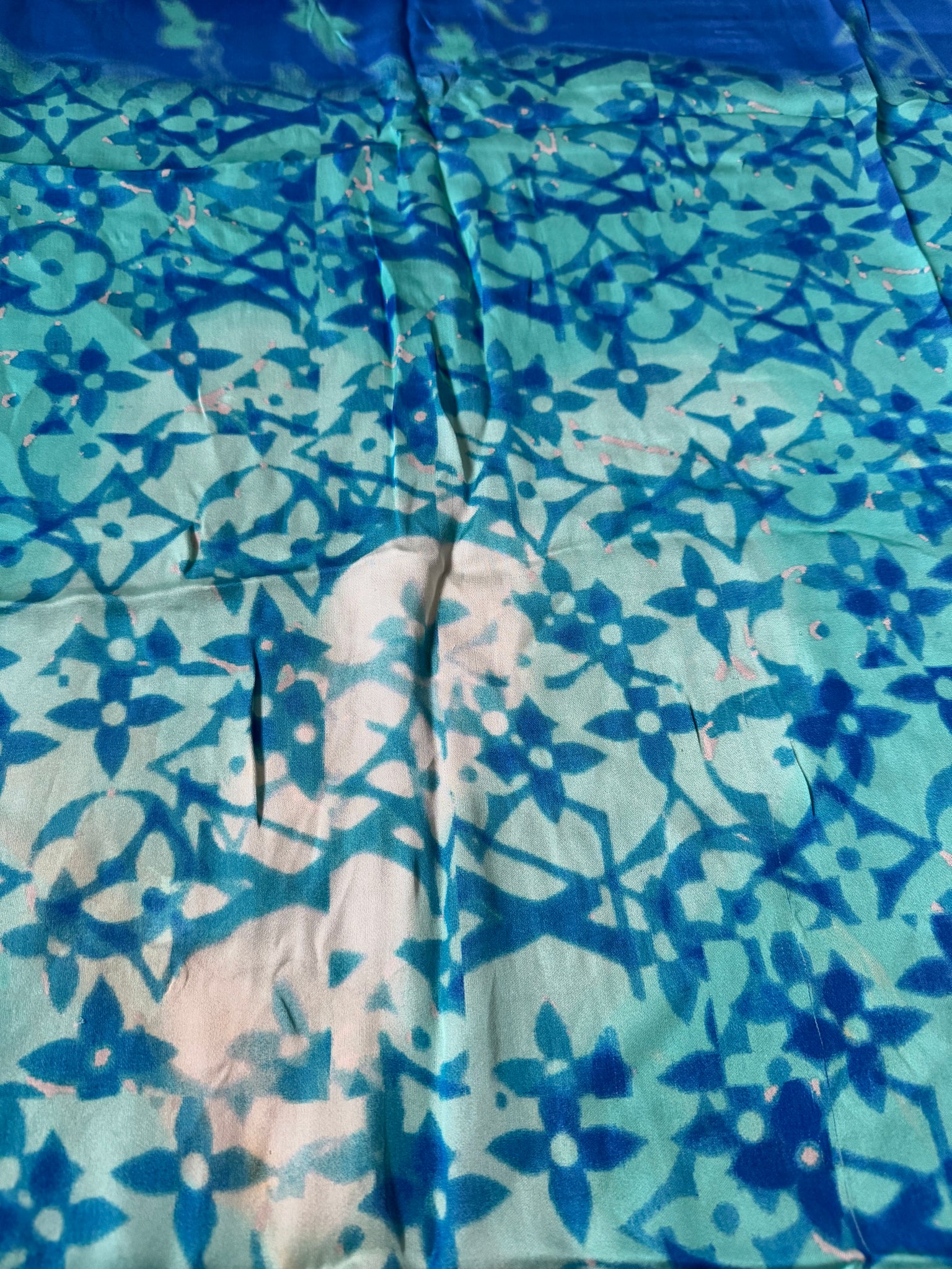 Louis Vuitton Monogram Silk Scarf Blue