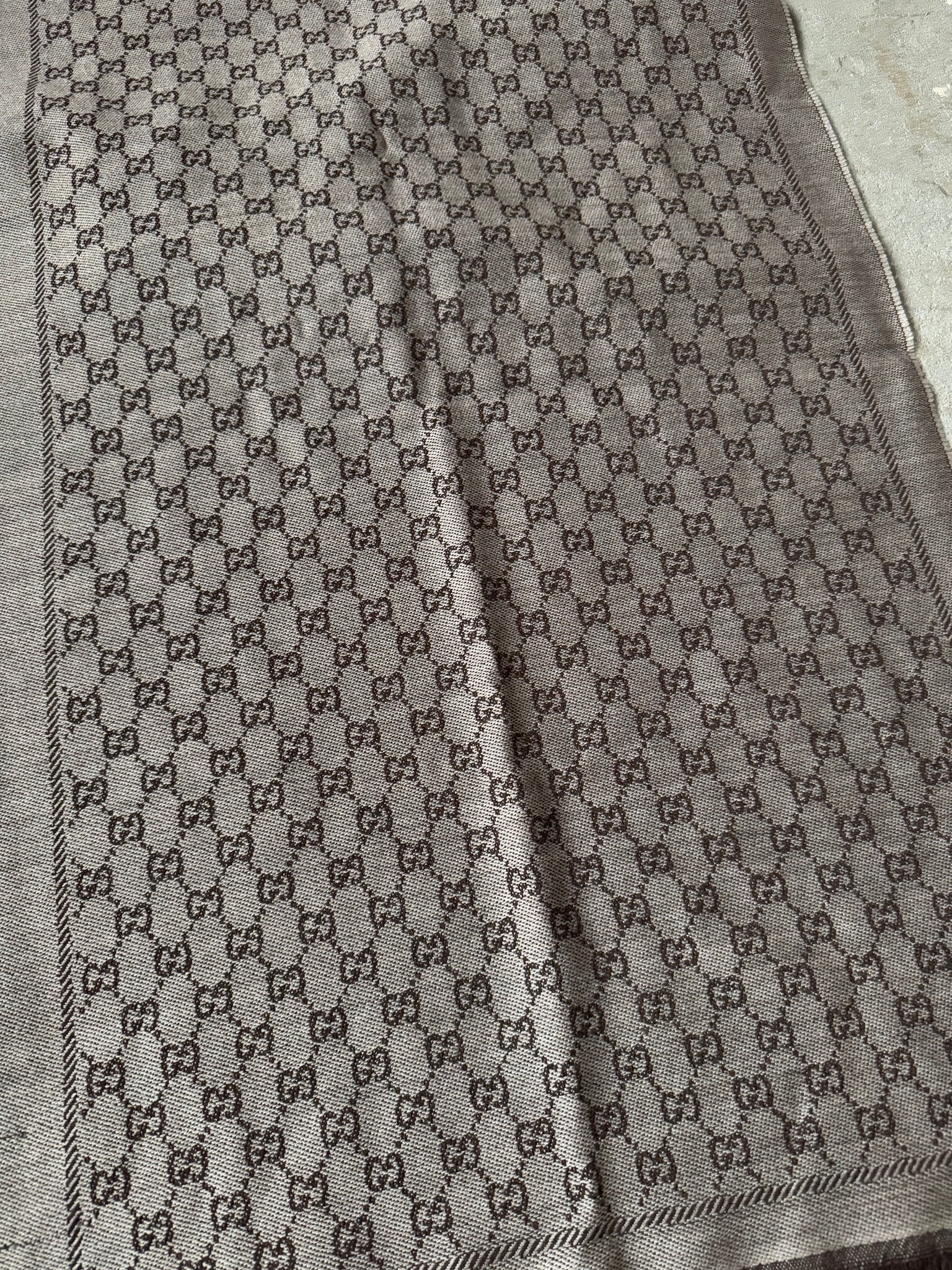 Gucci GG Monogram Wool Scarf Grey/Brown