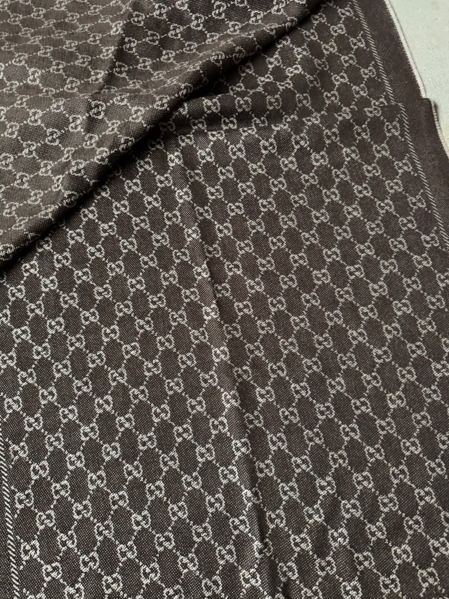 Gucci GG Monogram Wool Scarf Grey/Brown