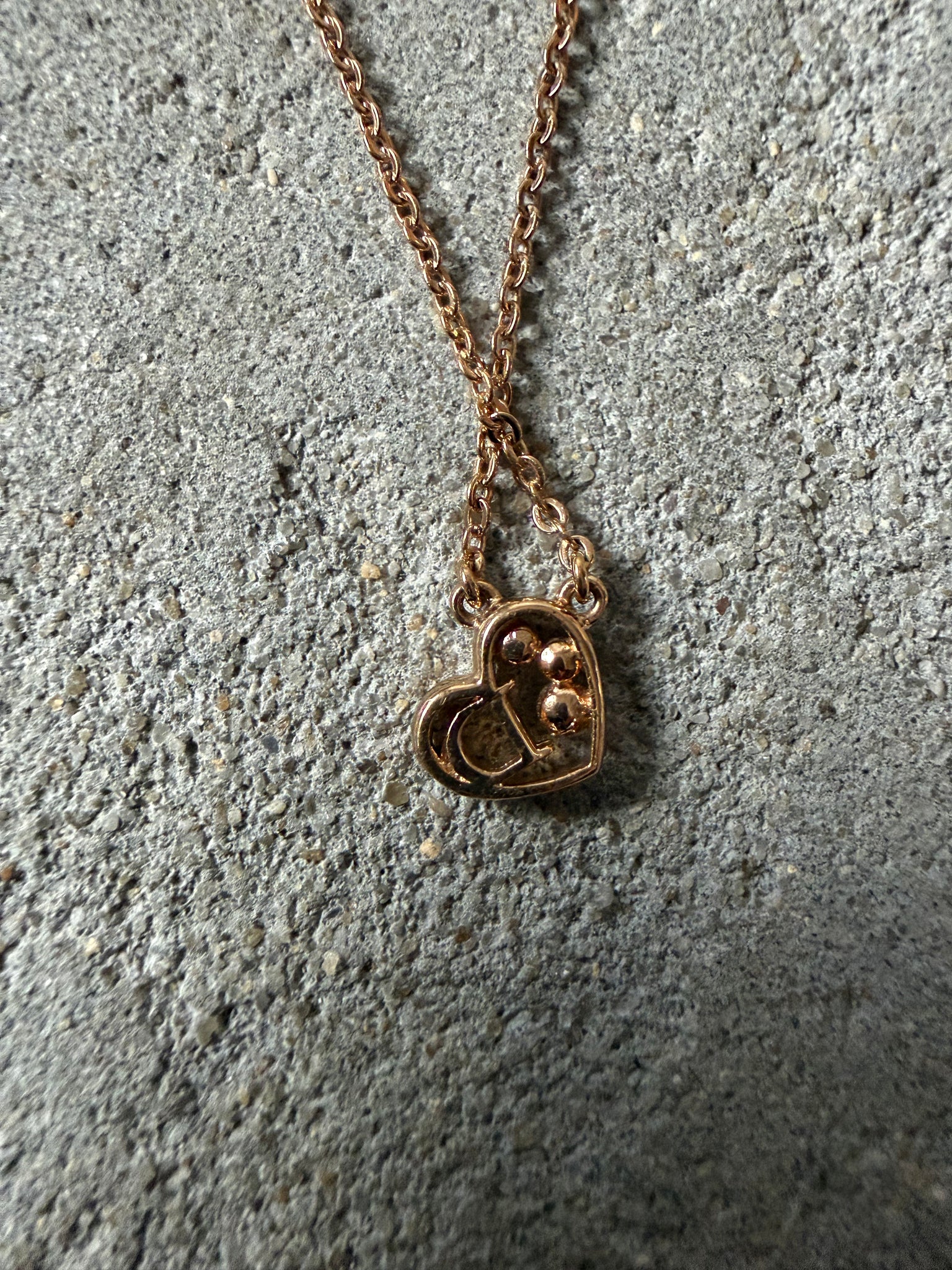 Dior Letter Heart Rhinestone Necklace Gold