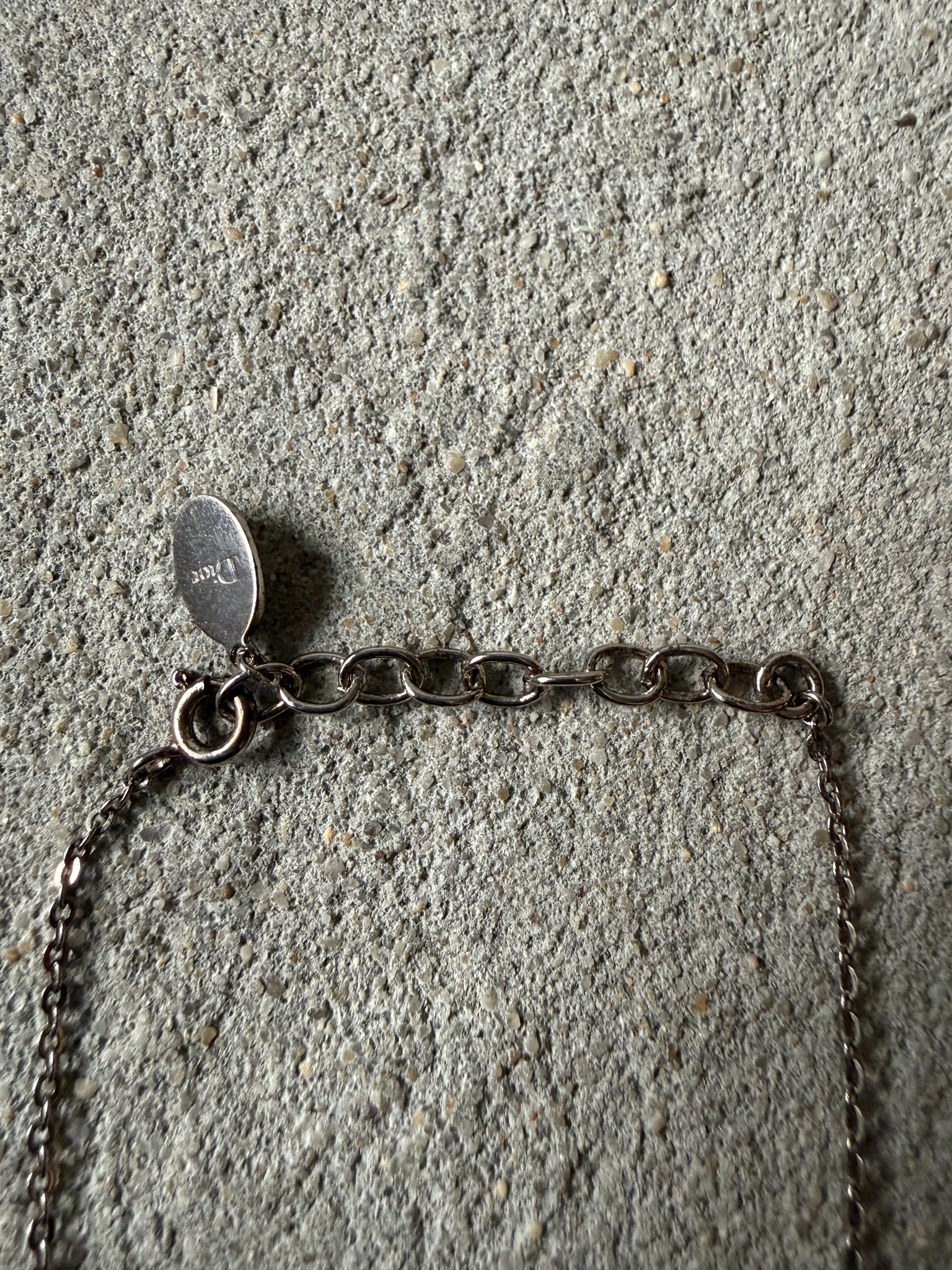 Dior Logo Multi Rhinestone Necklace Silver