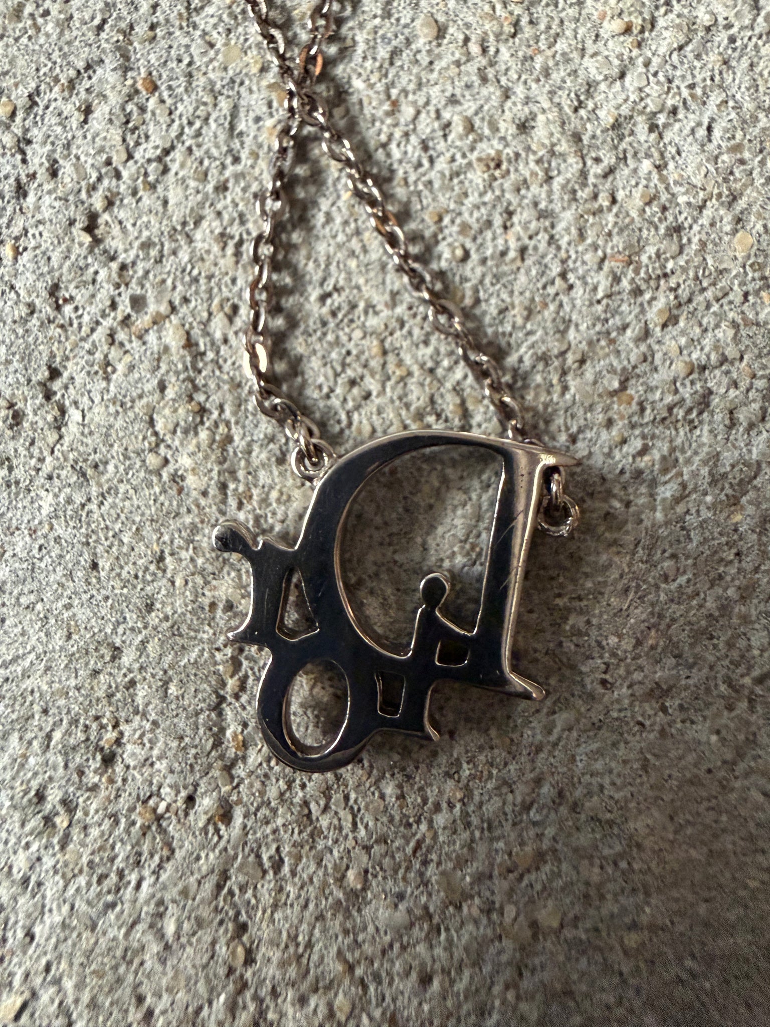 Dior Logo Multi Rhinestone Necklace Silver