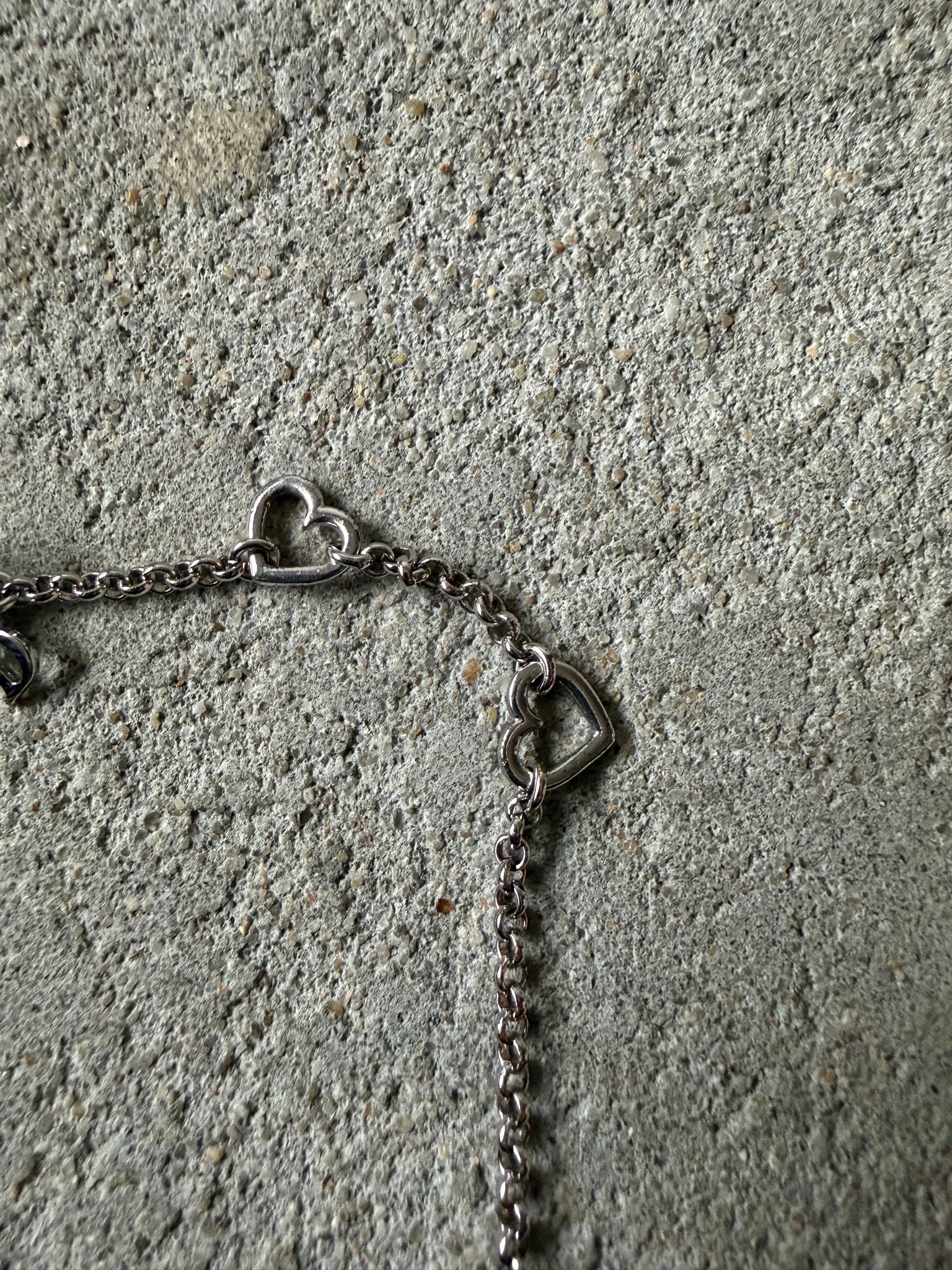 Dior D Heart Rhinestone Necklace Silver