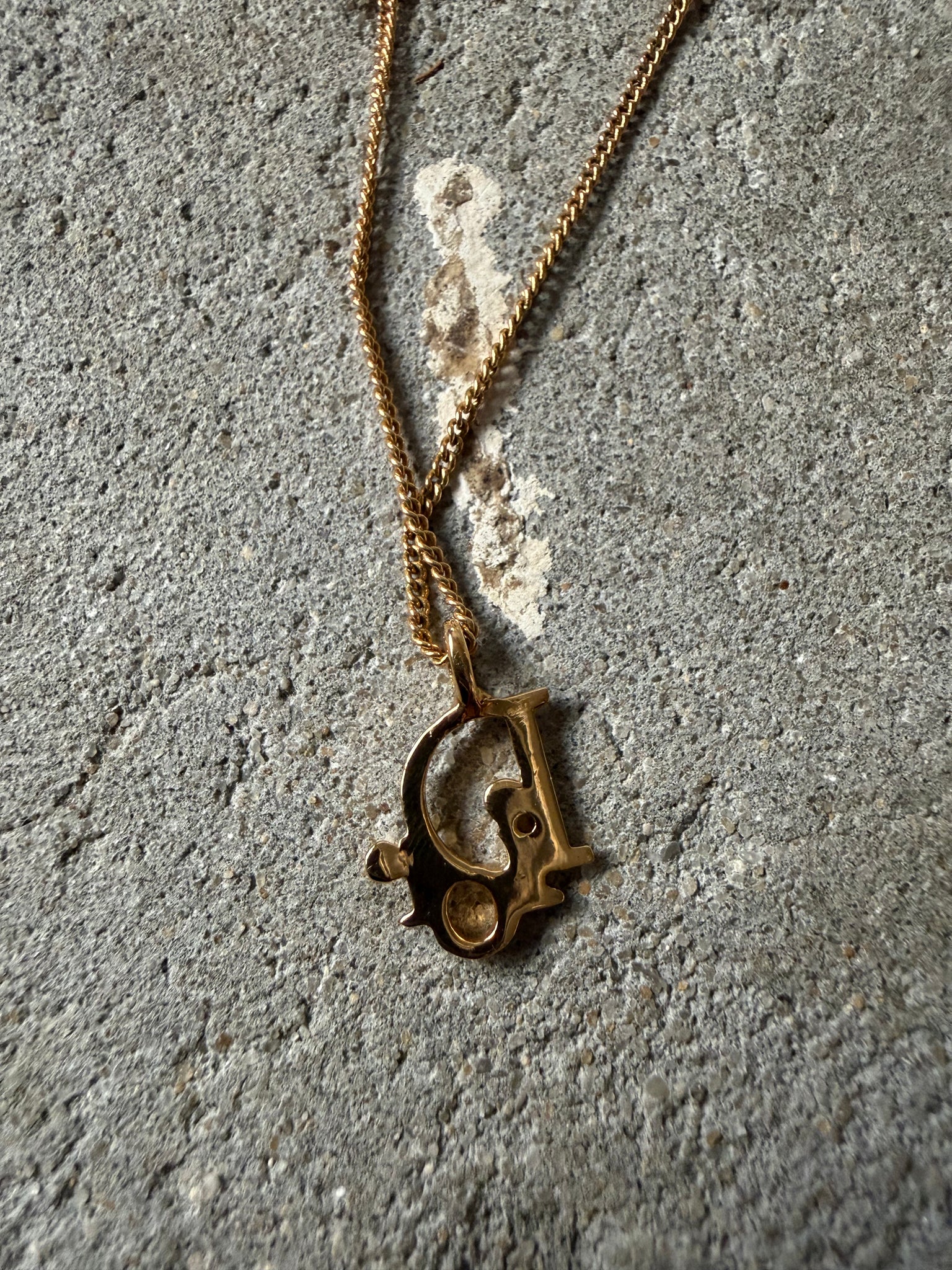 Dior Logo Necklace Gold