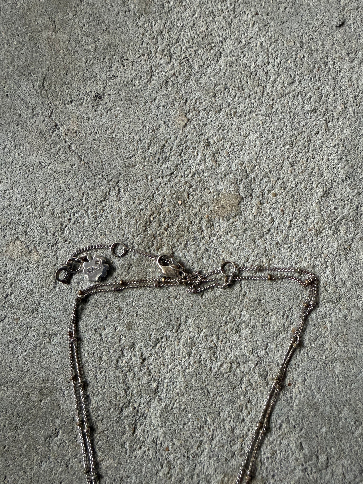 Dior D Multi Heart Rhinestone Necklace Silver