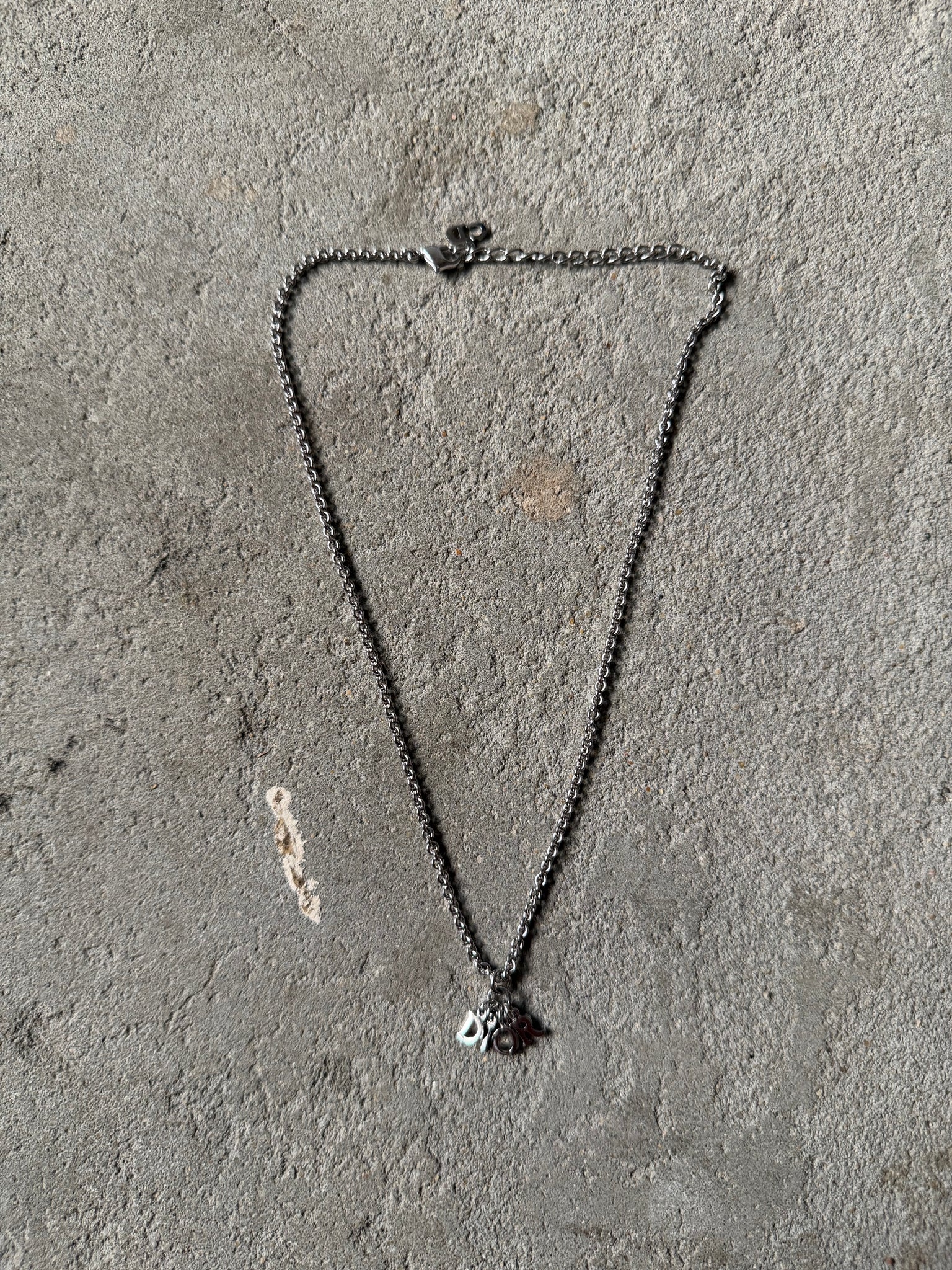 Dior Letter Logo Necklace Silver