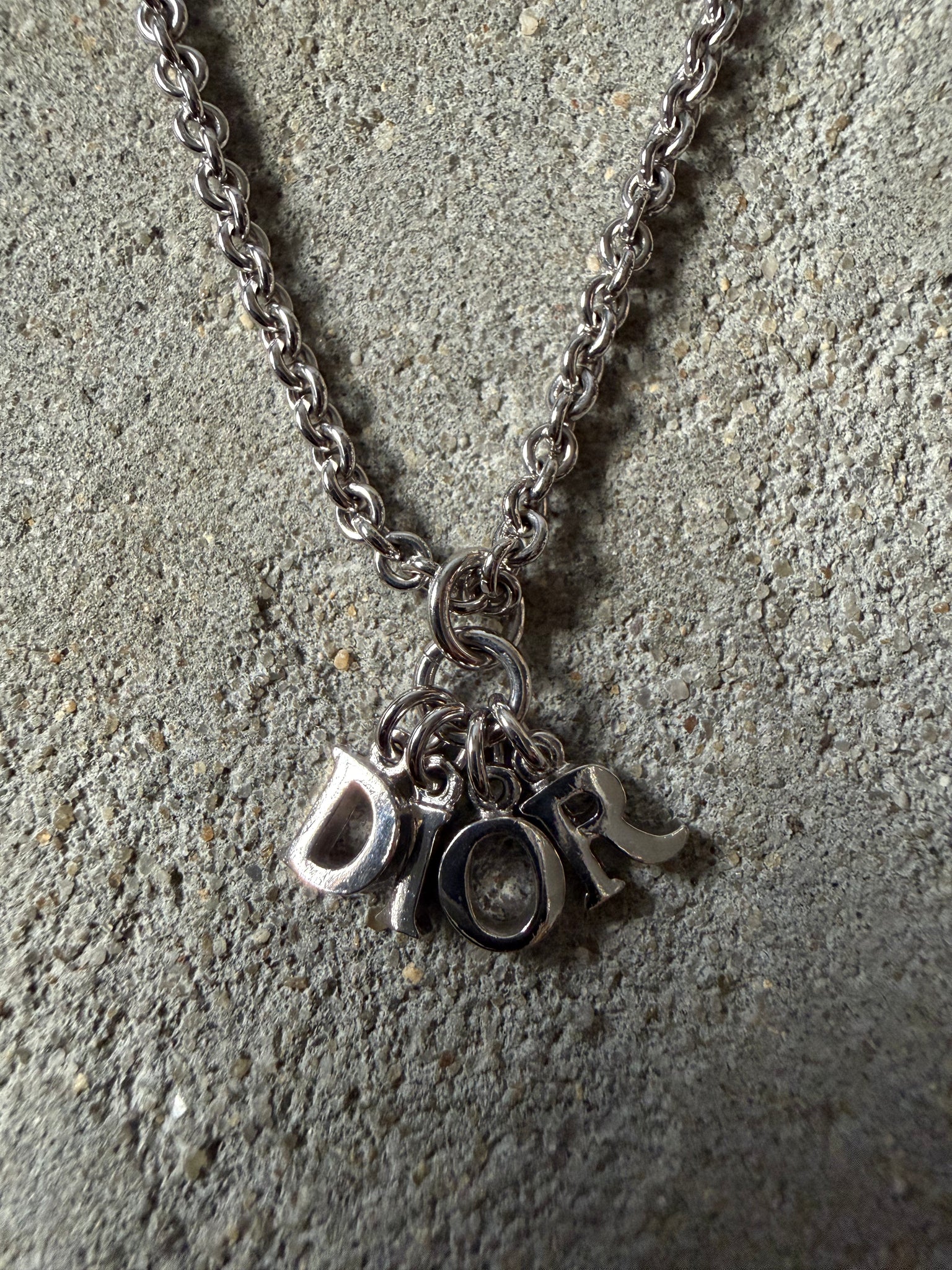 Dior Letter Logo Necklace Silver