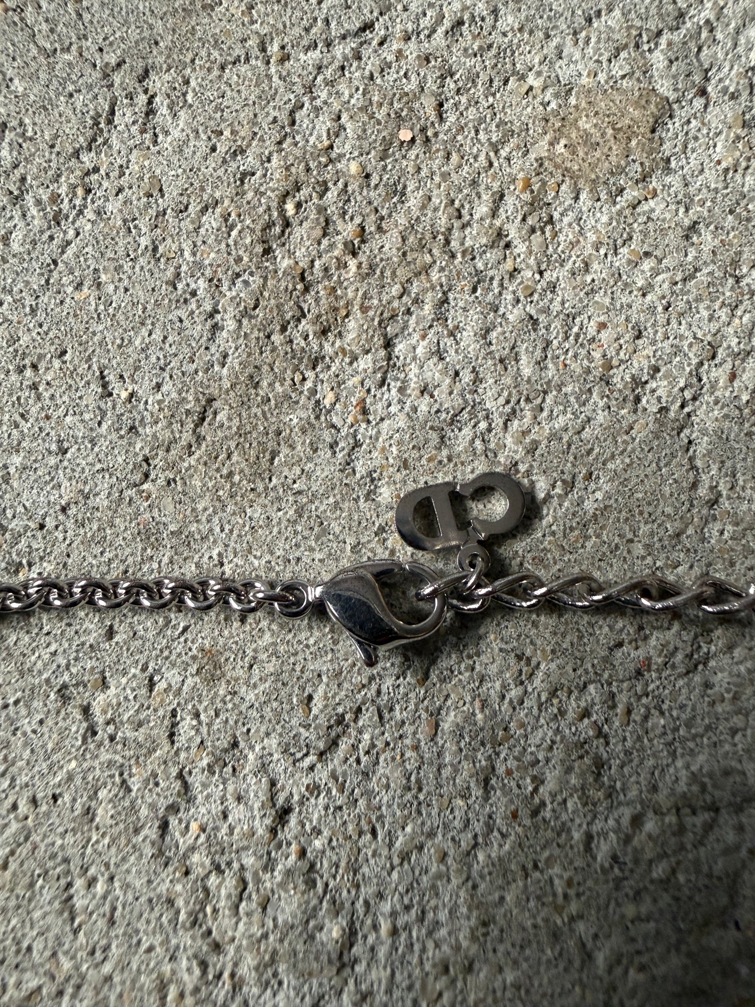 Dior Letter Logo Necklace Silver