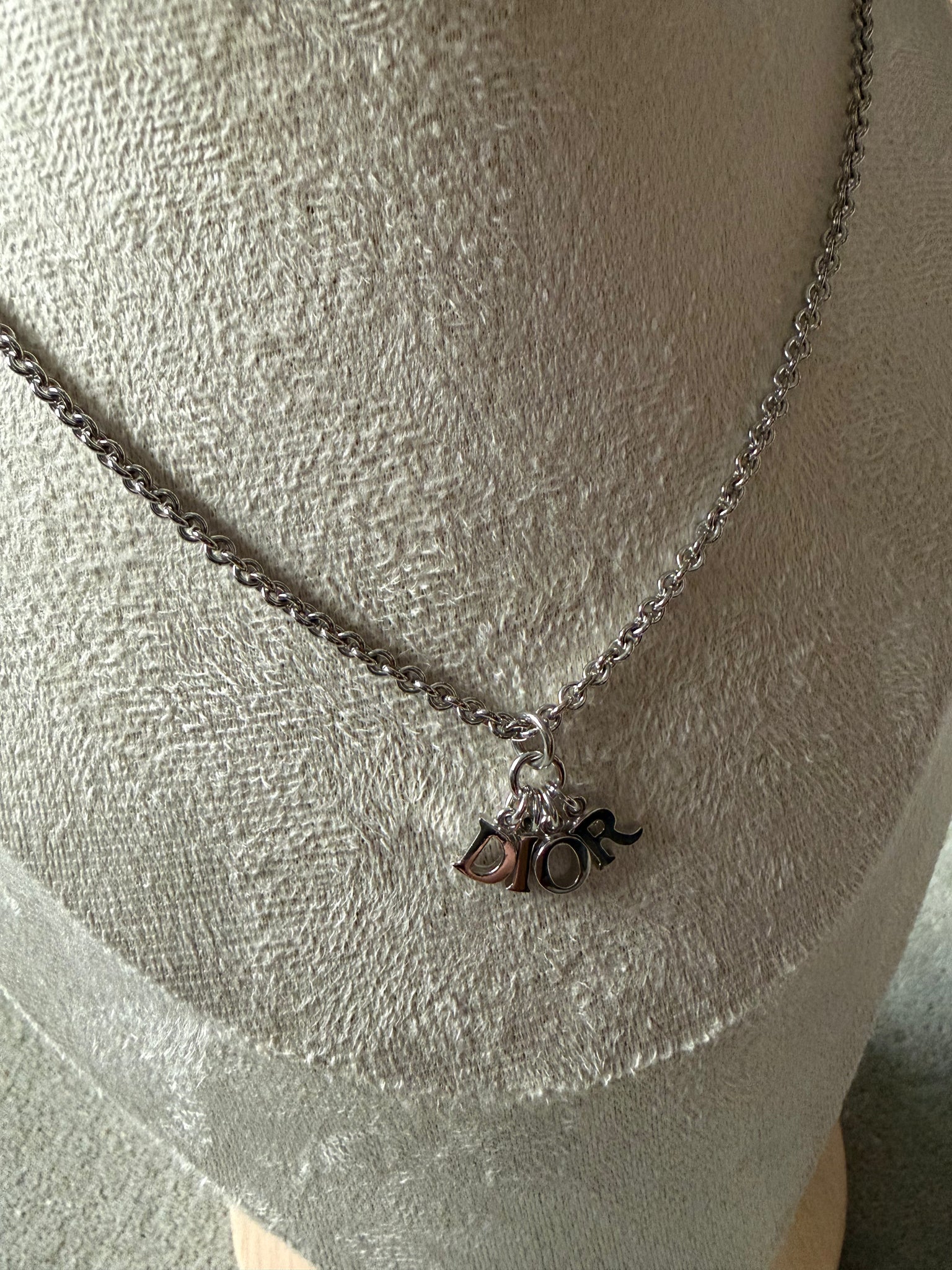 Dior Letter Logo Necklace Silver