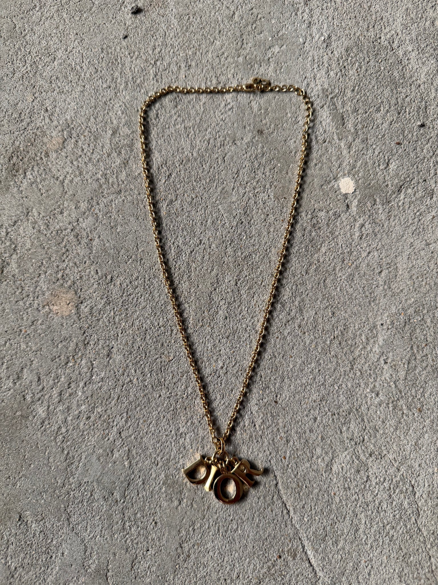 Dior Letter Logo Necklace Gold