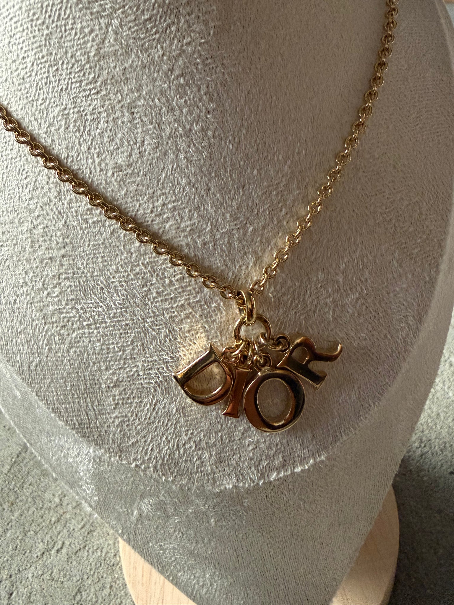 Dior Letter Logo Necklace Gold